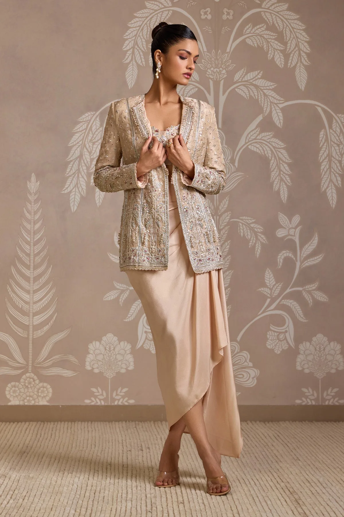Loop Jacket Skirt Set by Ridhi Mehra