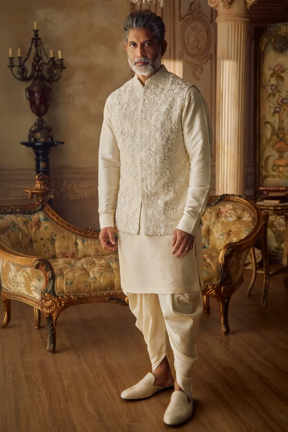 Champagne Three- Dimensional Bundi Set by Seema Gujral