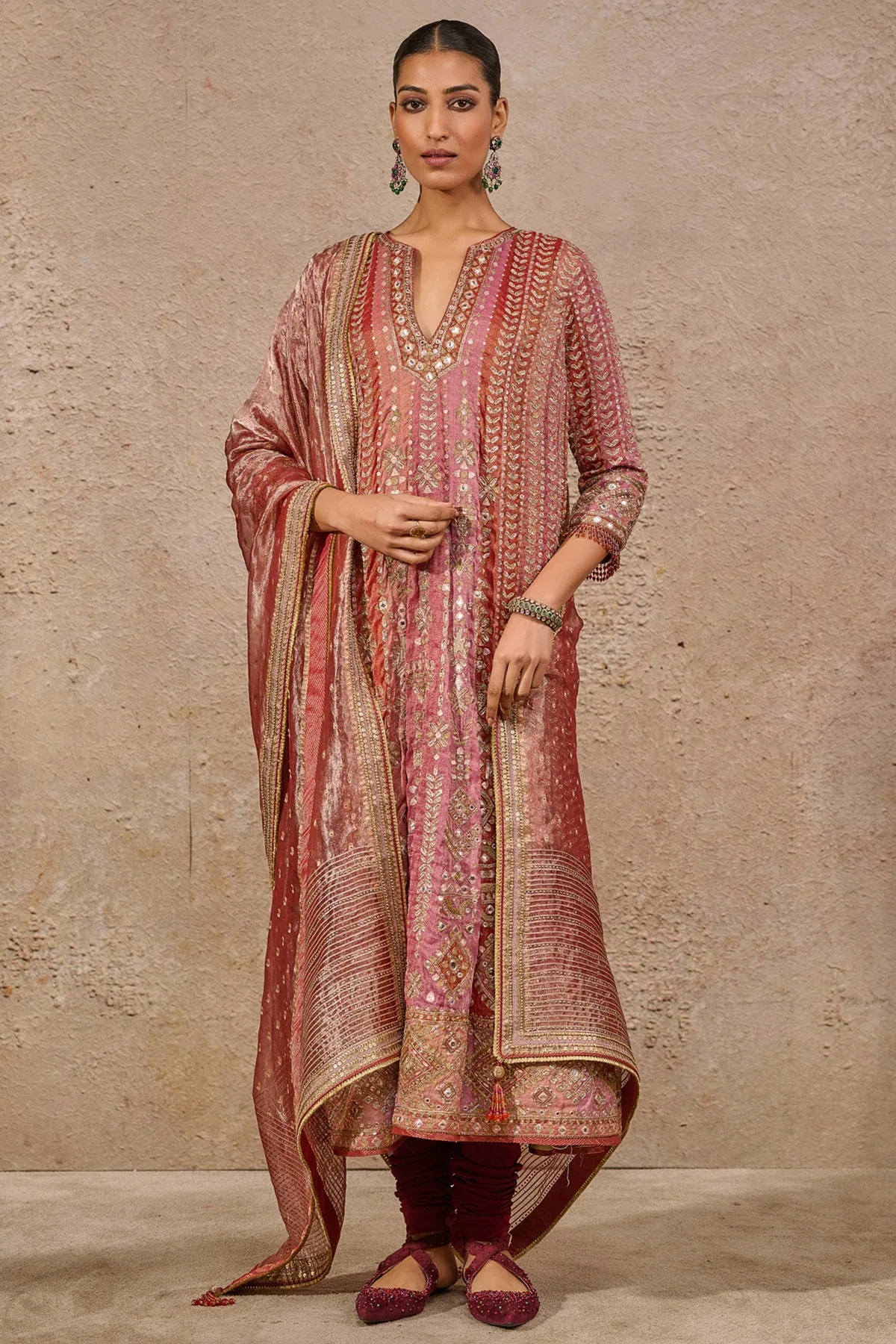Timeless Kashida Mirror Work Kurta Set by Tarun Tahiliani
