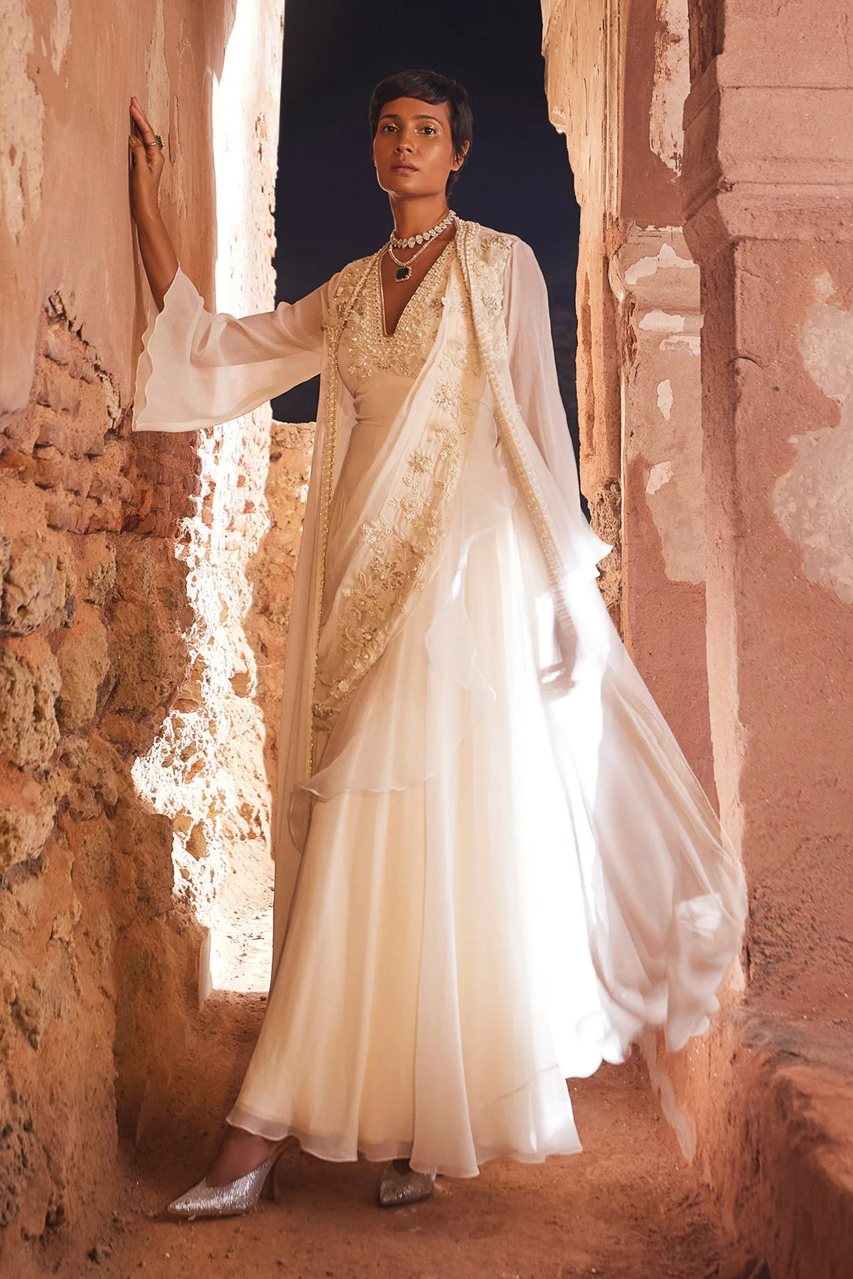 Aina by Ridhi Mehra in ivory
