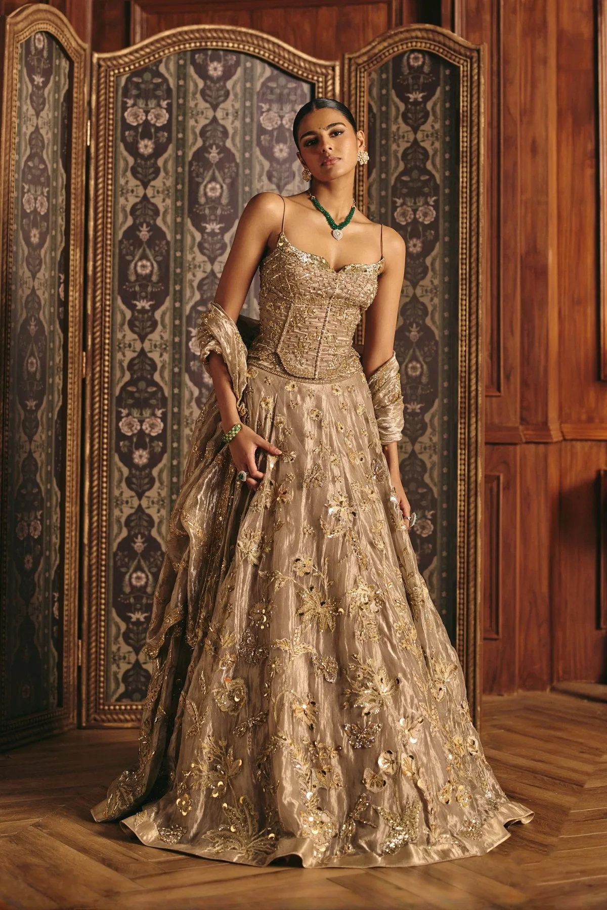 Noorie by Mahima Mahajan, gold lehenga