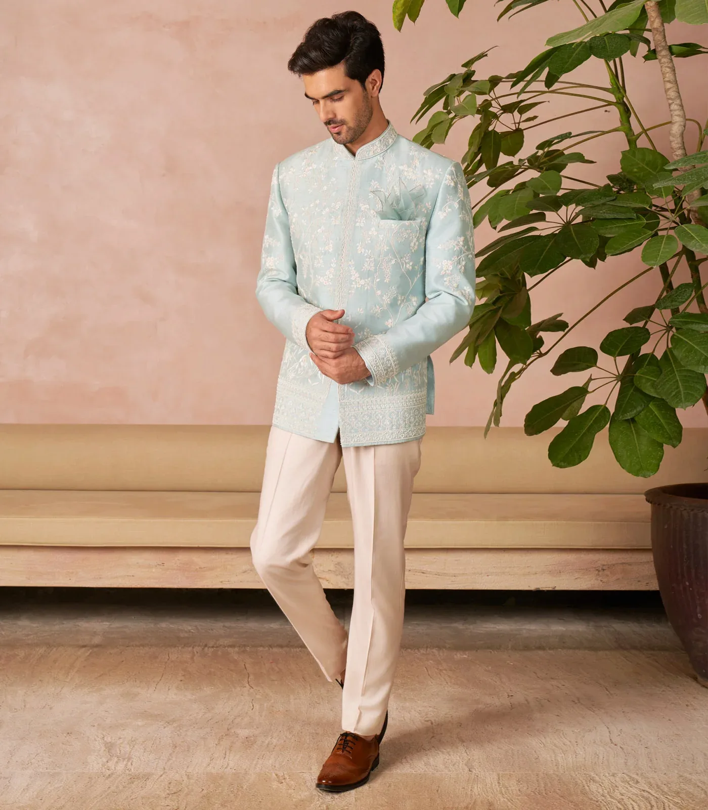 Nature Essence Bandhgala Set by Anushree Reddy