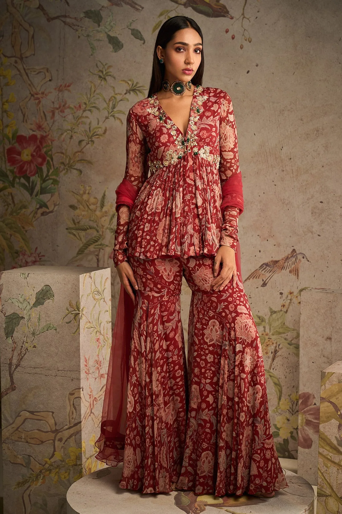 Awespiring Peplum Gharara Set by Ridhi Mehra