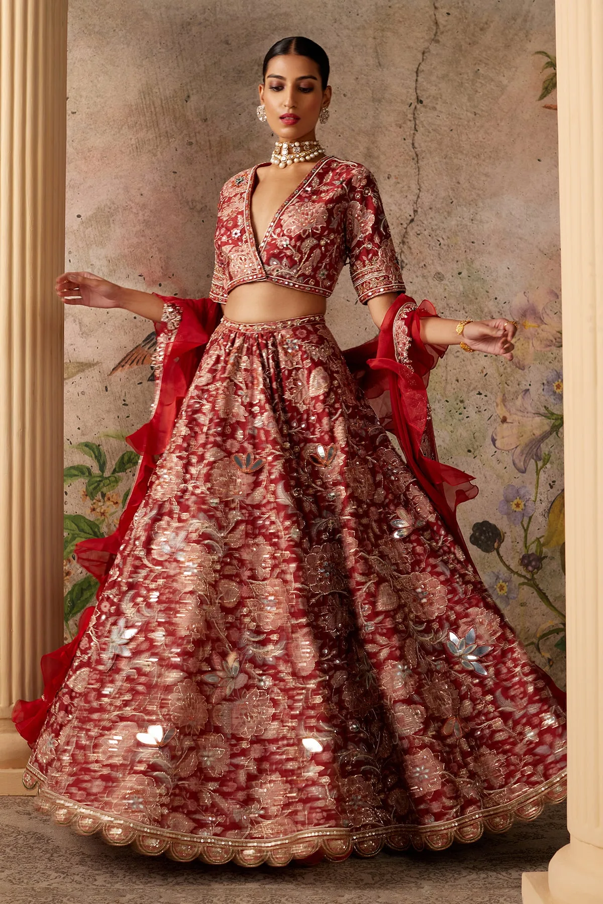 Ace Lehenga Set by Ridhi Mehra in red