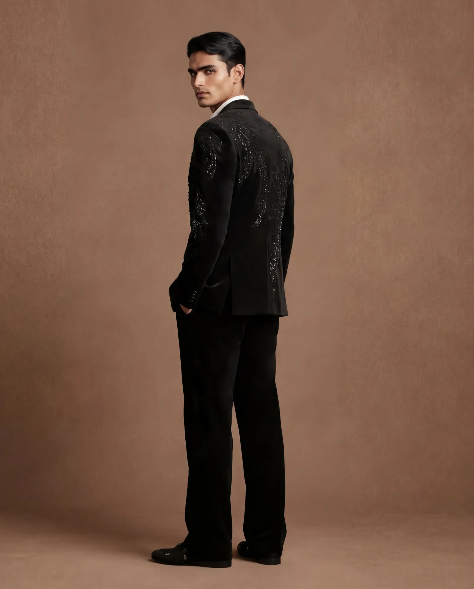 Grelvin Tuxedo, Shirt & Pant Set by Dolly J, charcoal grey jacket, view 4