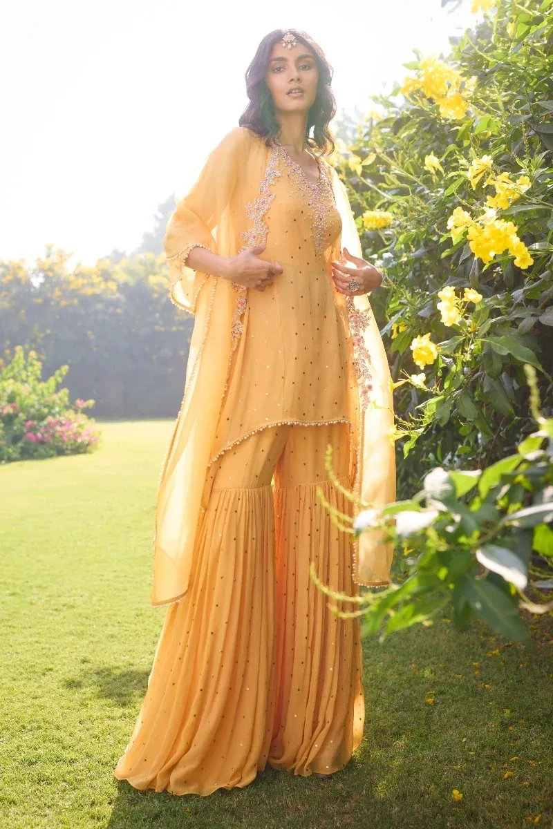 "Alina" Short Kurta and Sharara by Dolly J
