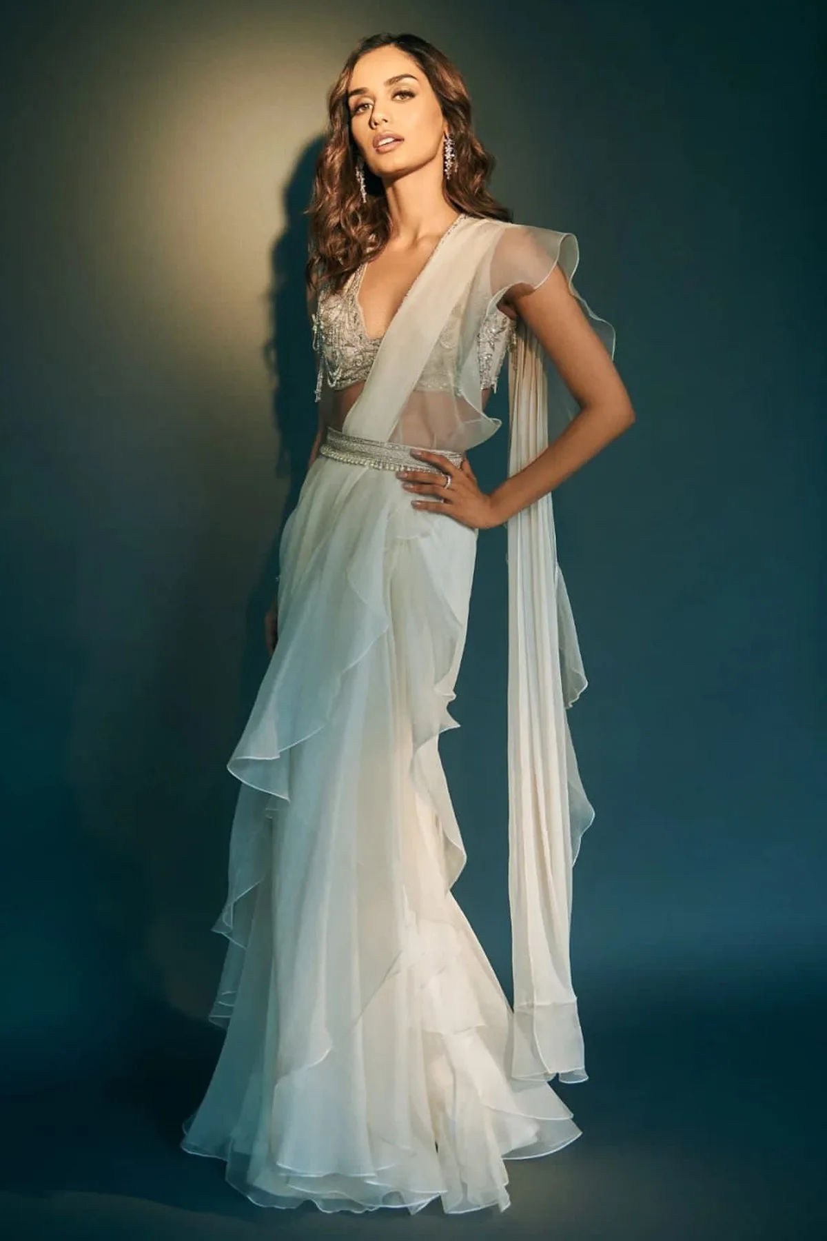 Manushi Chhillar In Elm by Ridhi Mehra, sari