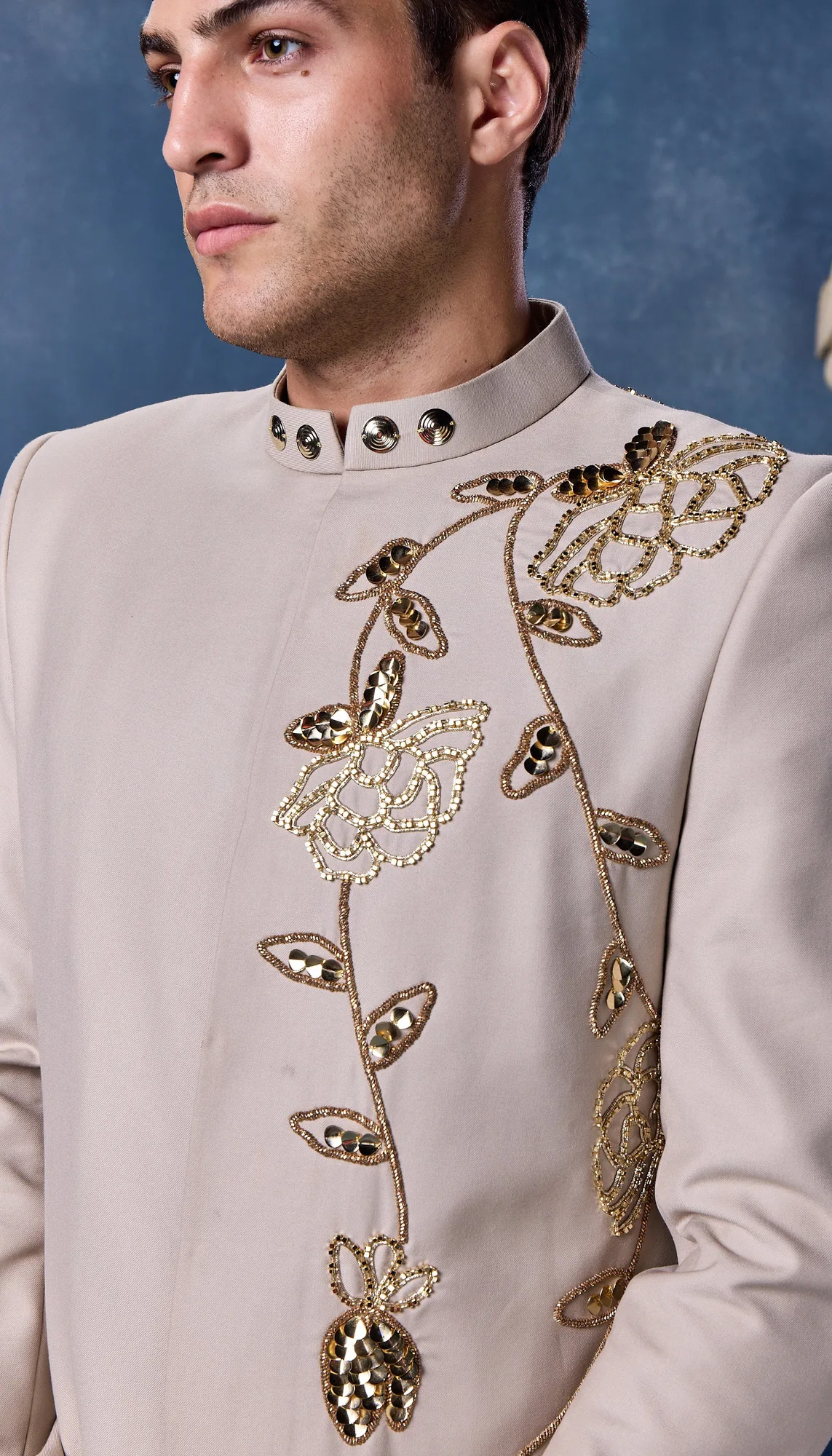 Royal Beige - Sherwani Set by Papa Don't Preach, view 4
