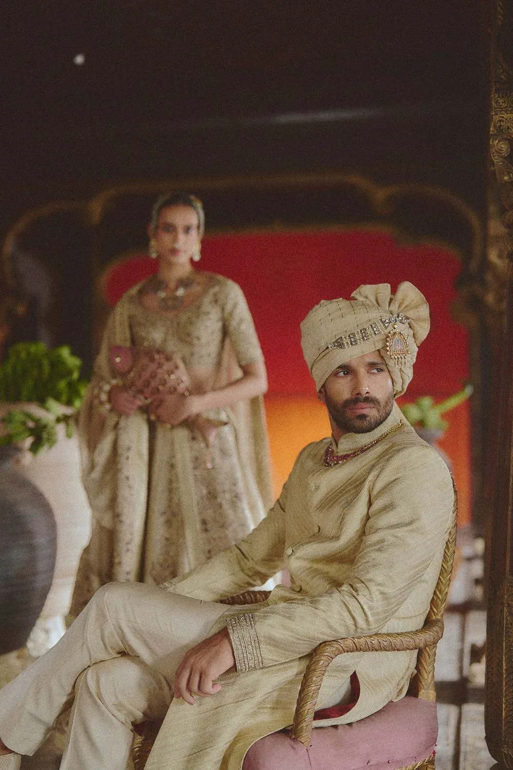 Navam Sherwani by Jigar Mali in gold, view 4