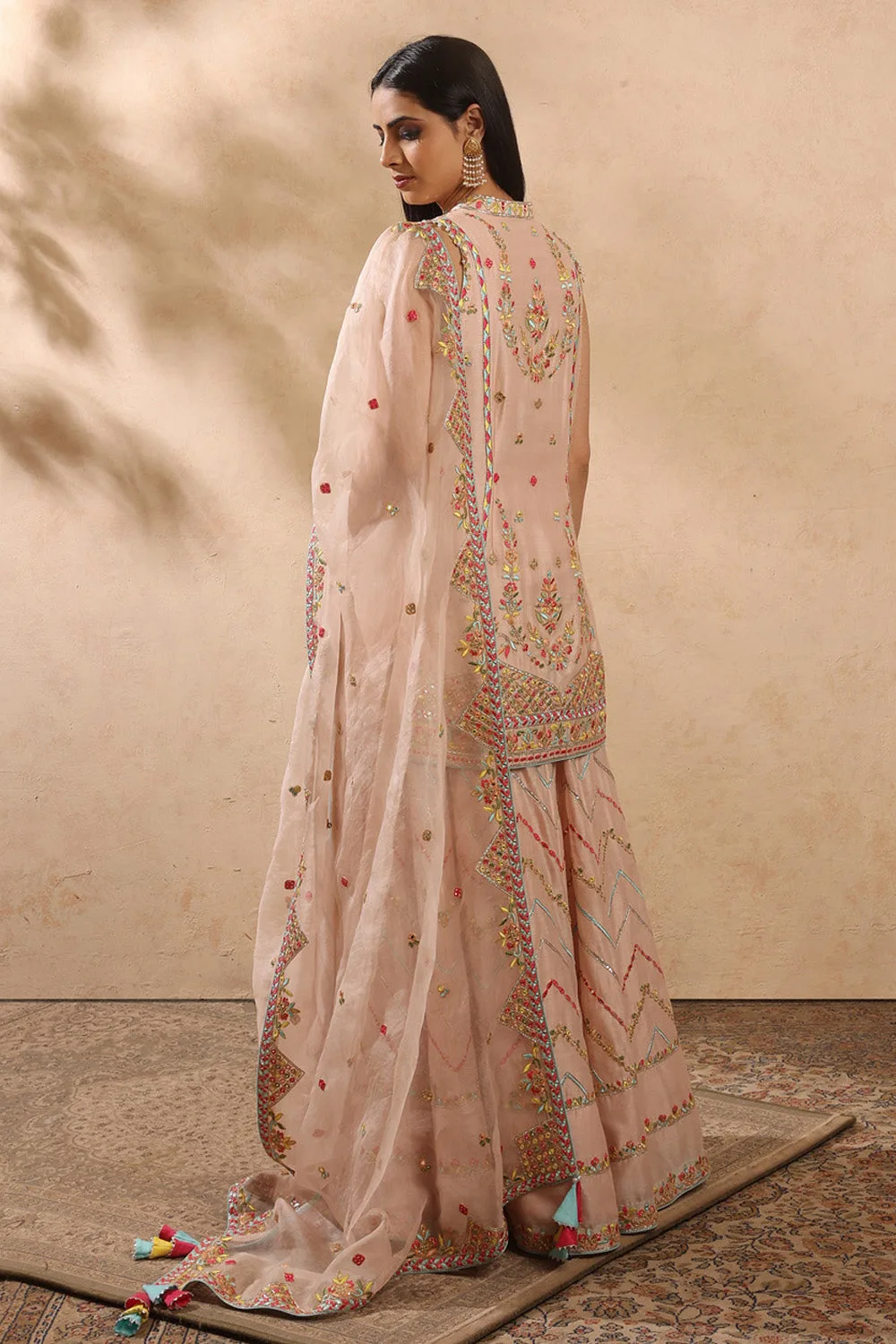 Pink Sharara Set by Tamanna Punjabi Kapoor, view 3