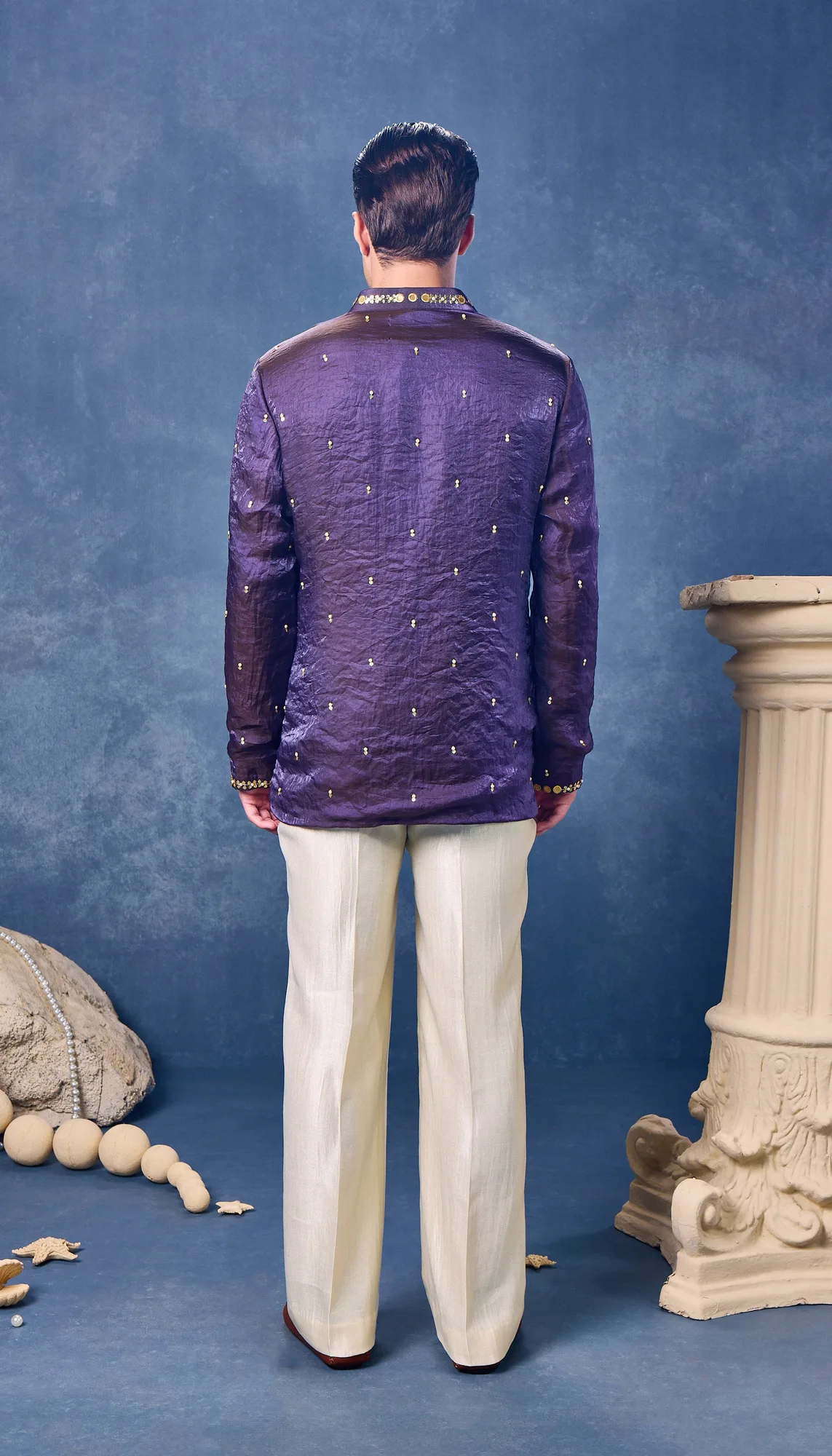 Gilded Paisely - Kurta Set by Papa Don't Preach in purple, view 3