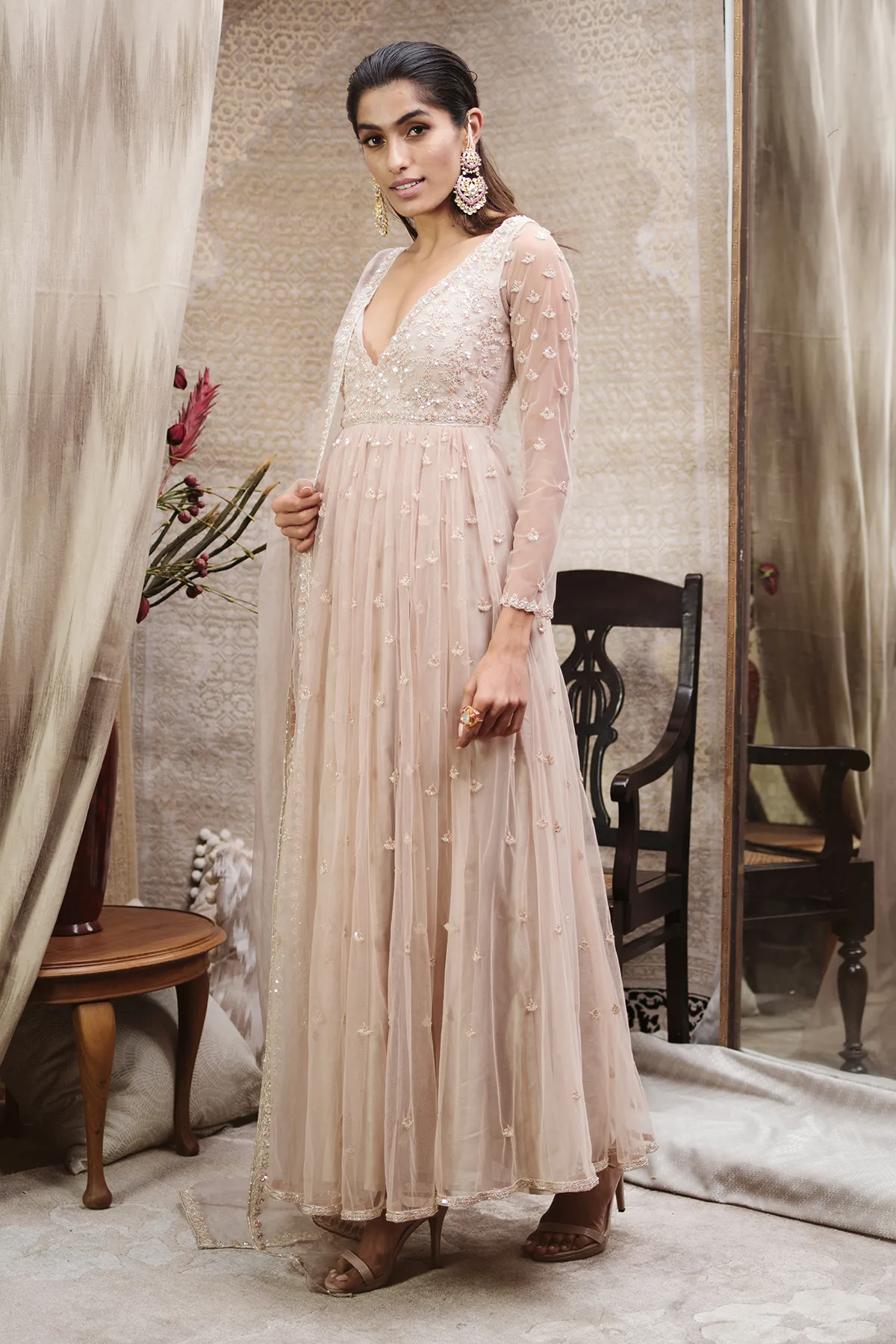 Afrin by Ridhi Mehra, champagne anarkali