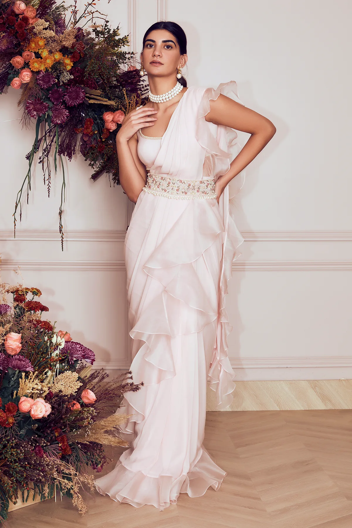 Ayleen by Ridhi Mehra, light pink sari