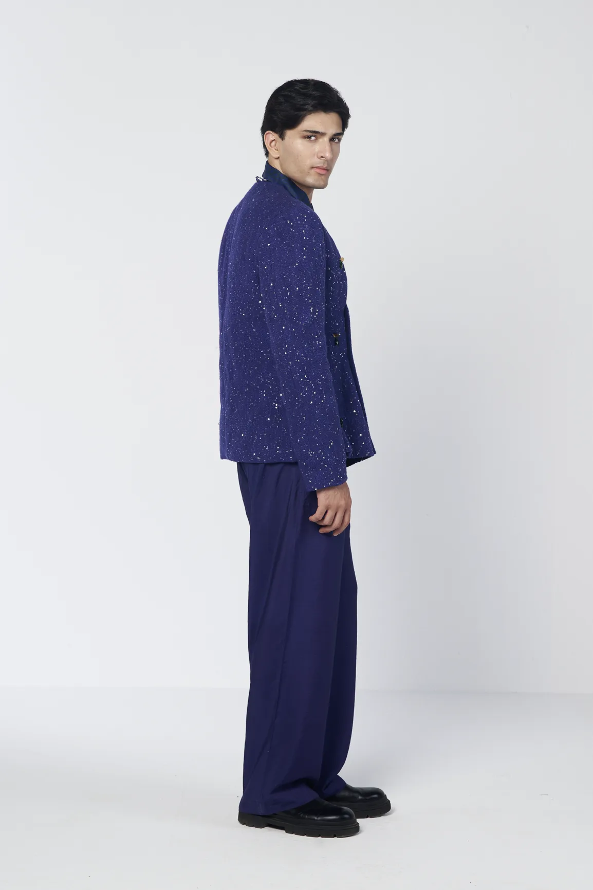 Rimjhim Double Breasted Coat Set by Rishi and Vibhuti, jacket, view 4