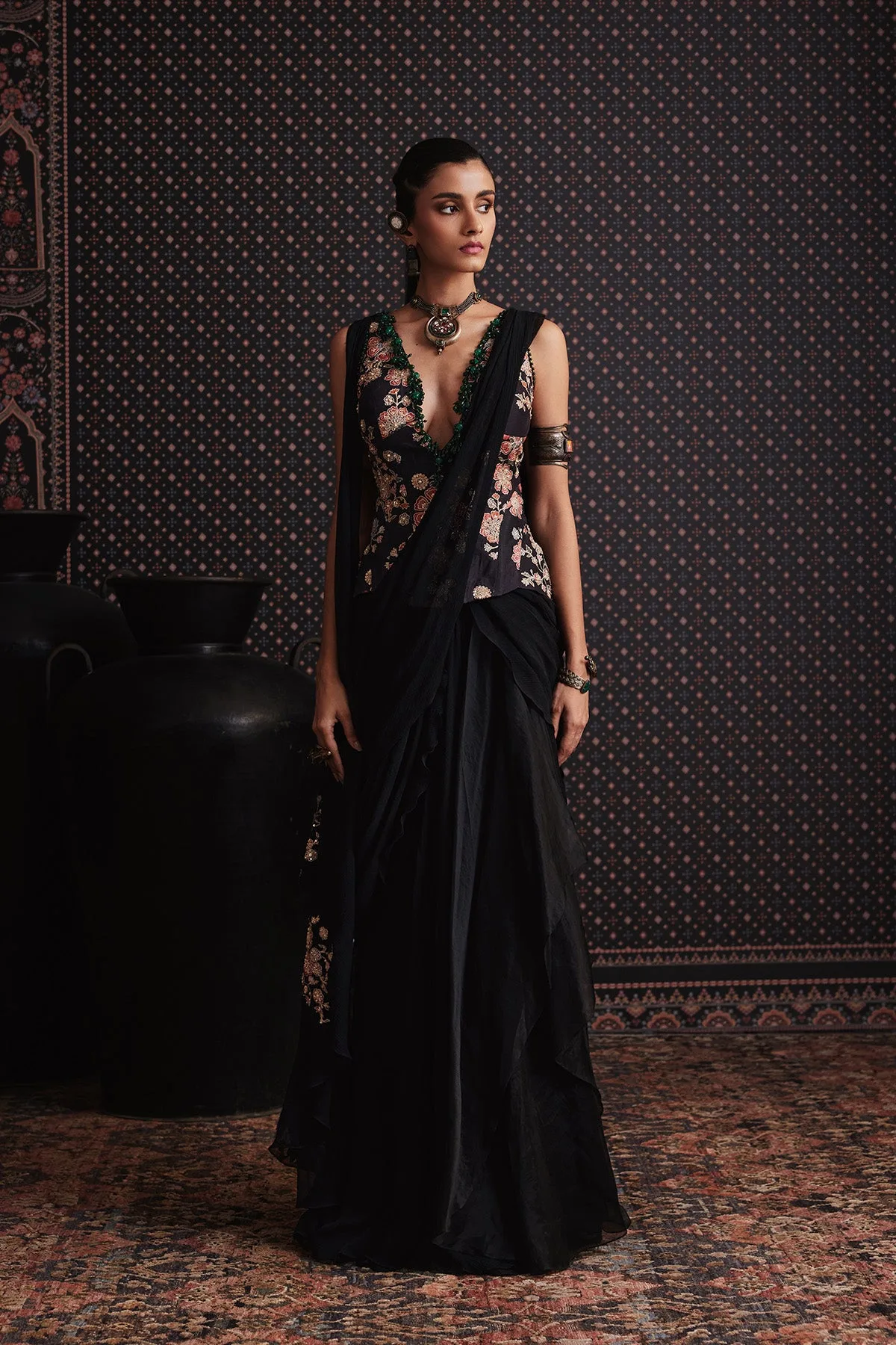 Nocturne Saree Set by Ridhi Mehra, view 3