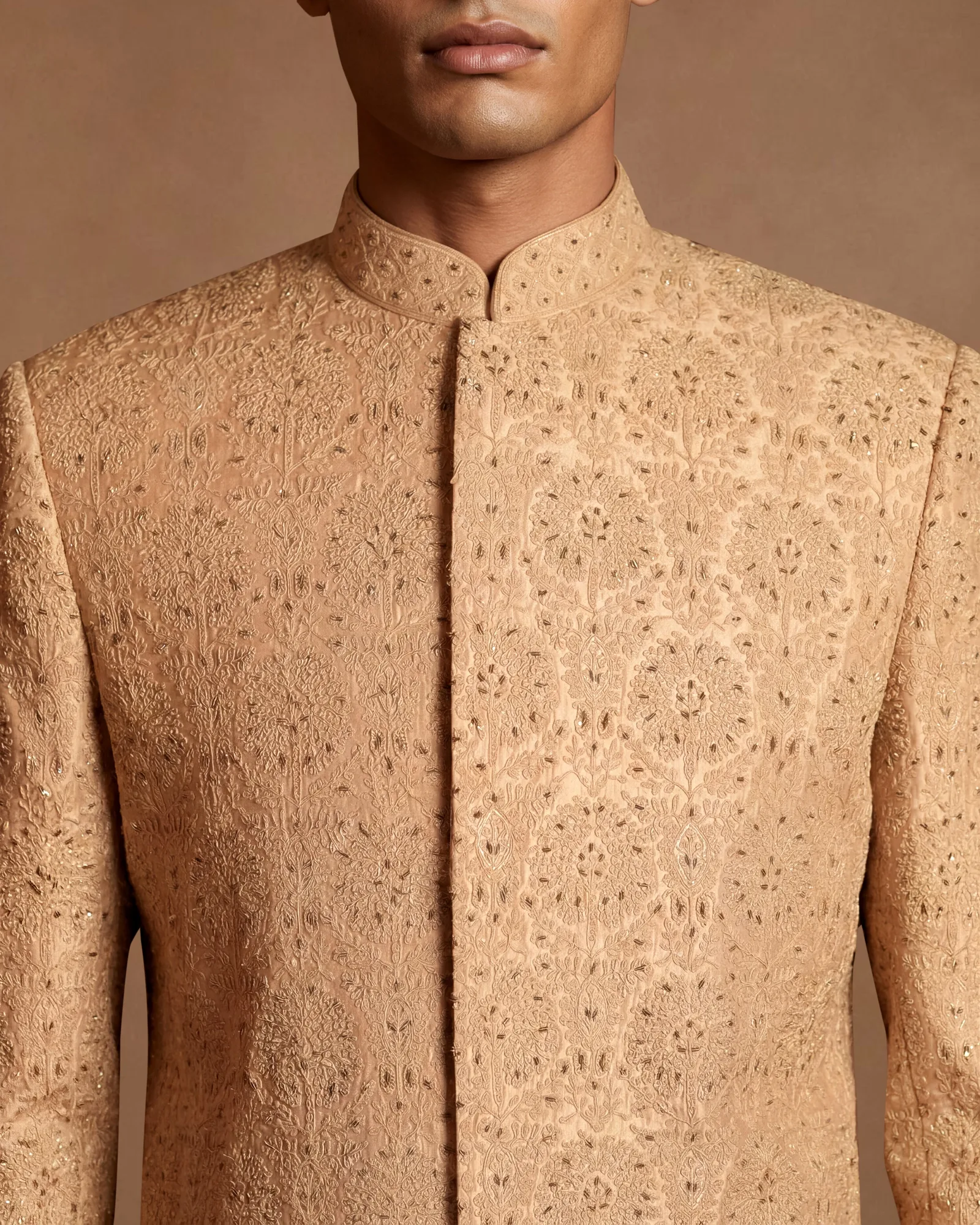 Fawn Sherwani, Kurta & Pant Set by Dolly J, view 2