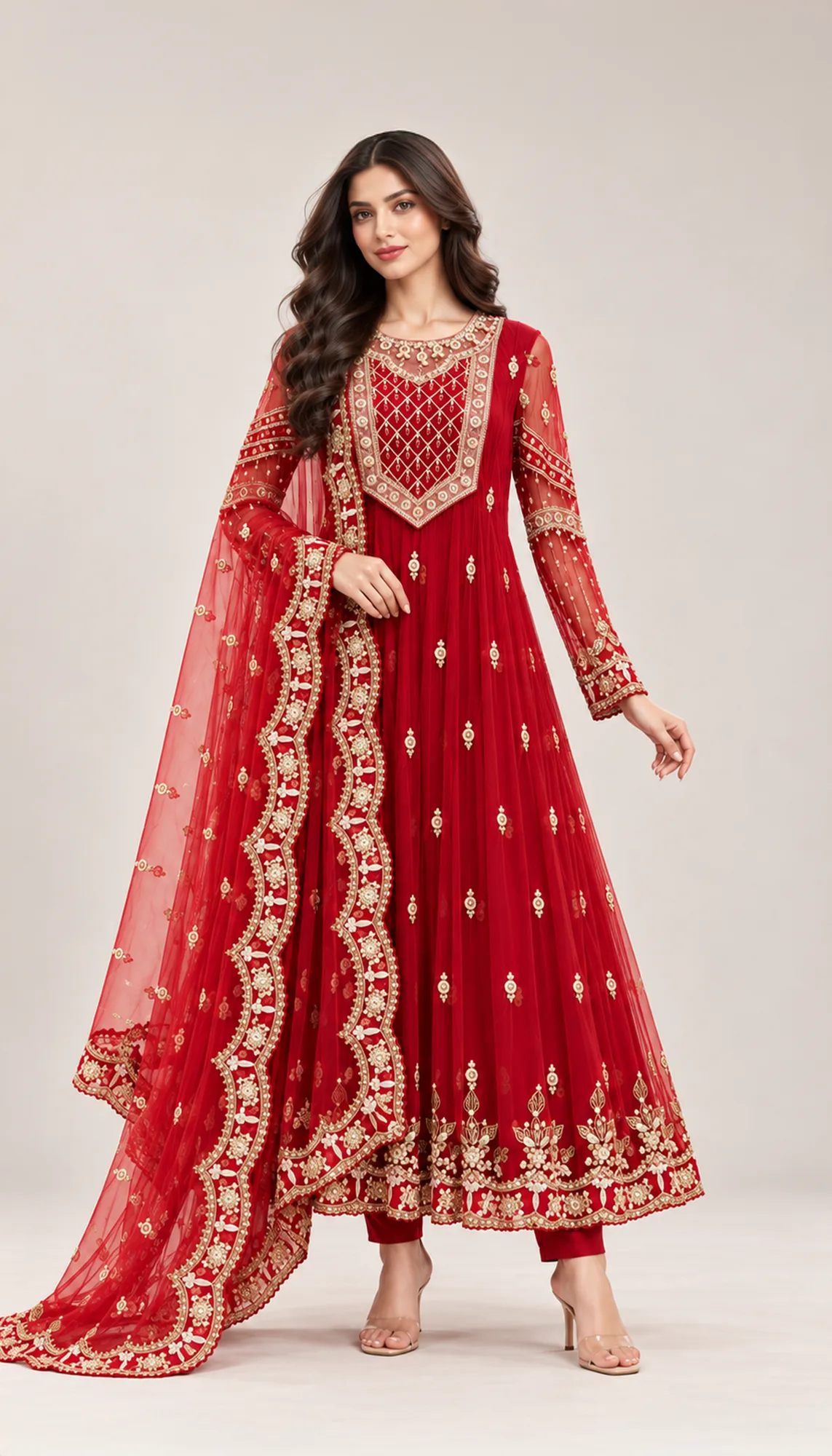 Crimson Palace Reverie by Papa Don't Preach, crimson anarkali