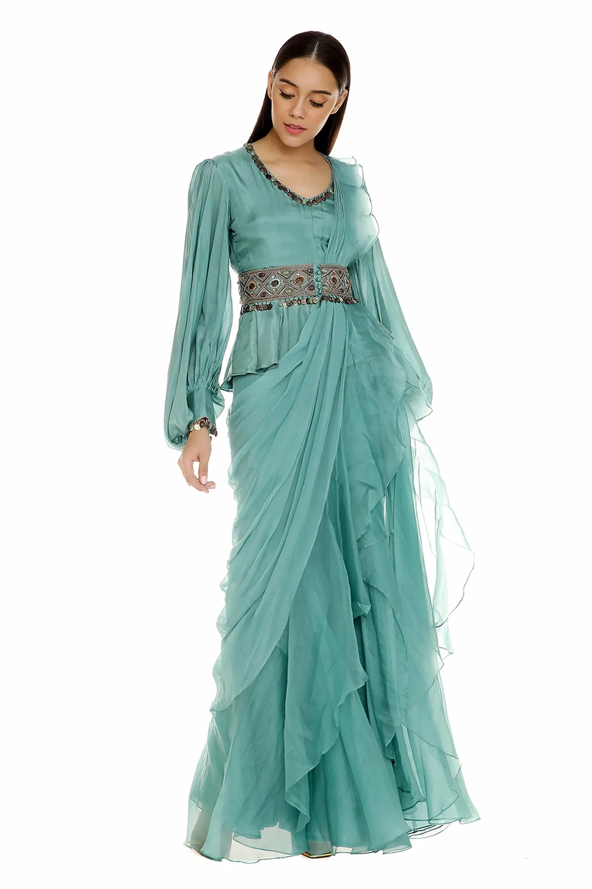 Anera by Ridhi Mehra, teal sari