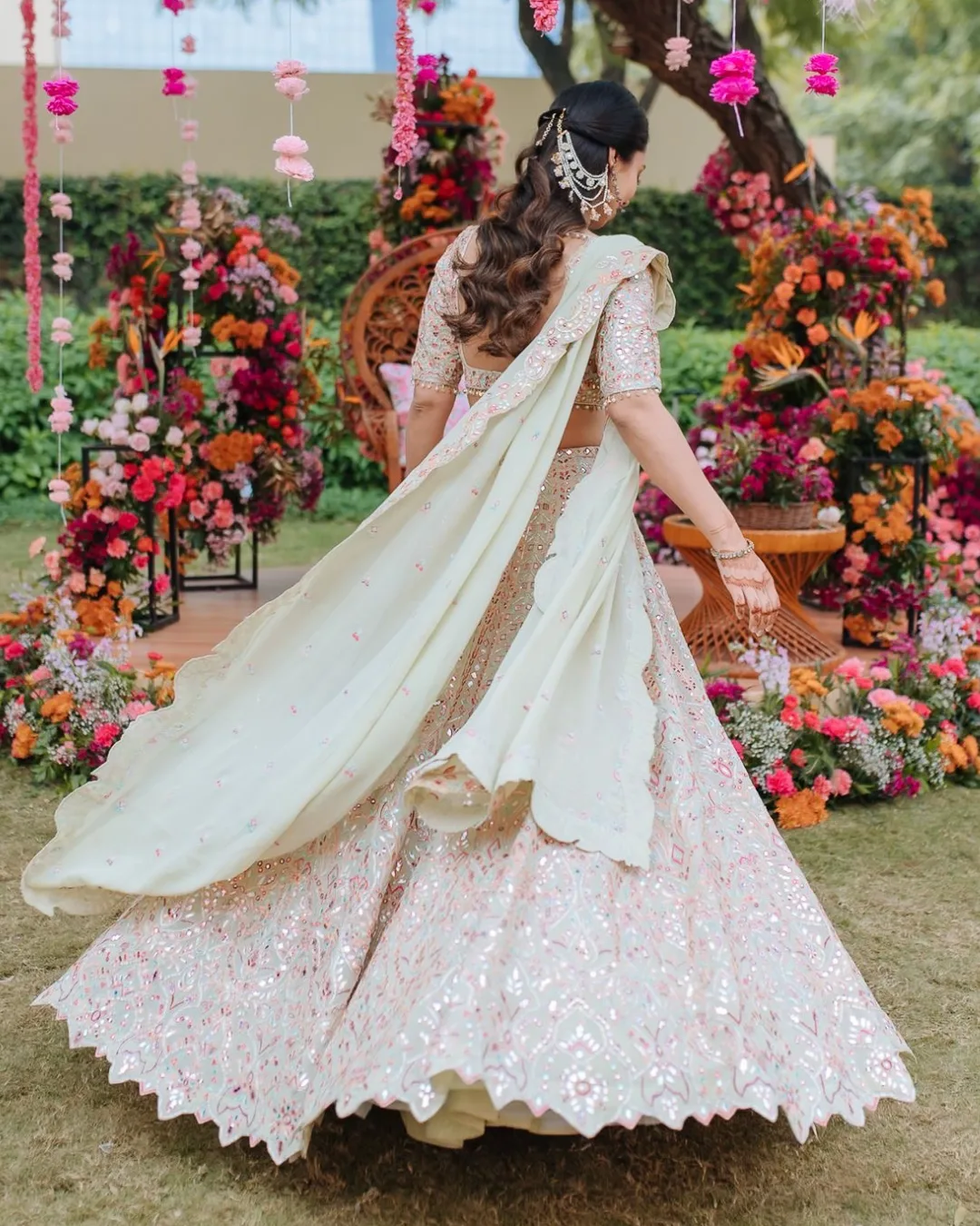 Simran In Our Light Green Georgette Lehenga by Tamanna Punjabi Kapoor, view 3