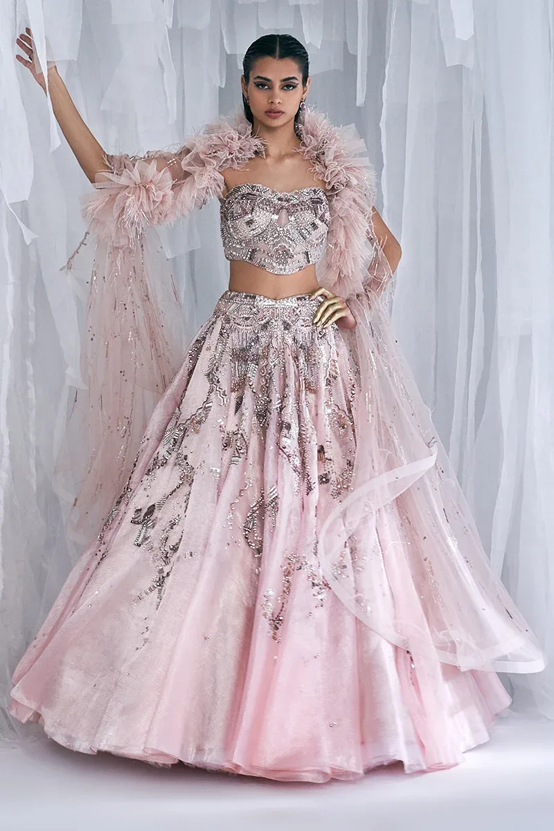 "Harvest Gold" Lehenga Set with Cape by Dolly J
