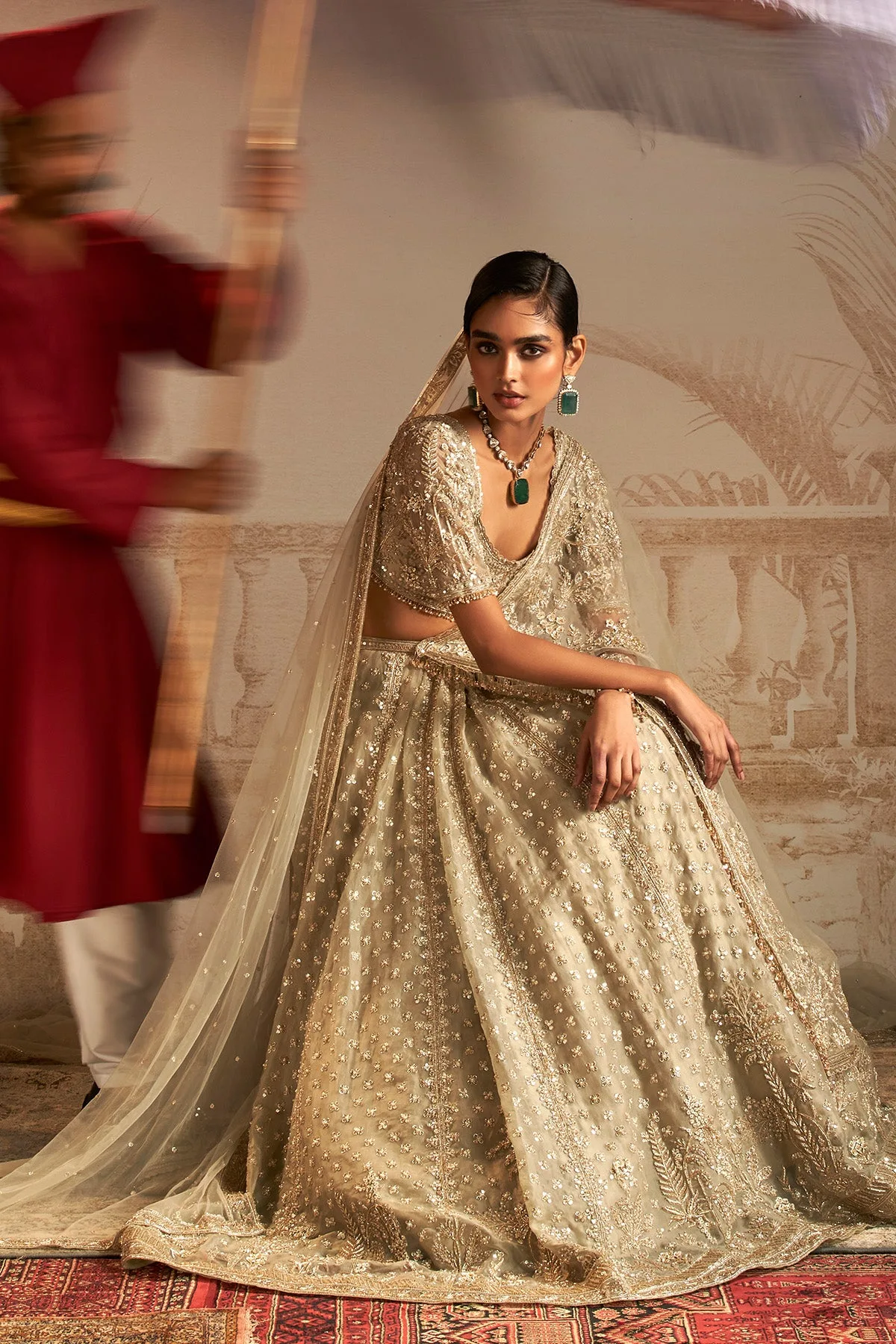 Chandni Lehenga Set by Ridhi Mehra in silver