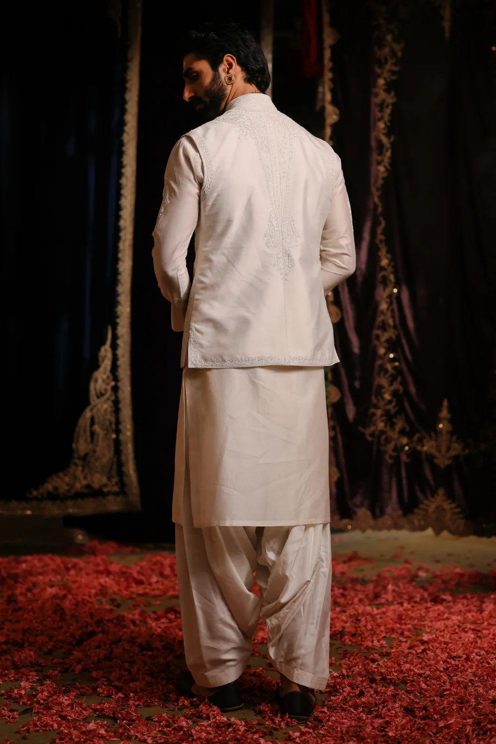 Arsal Jacket Set by Jigar Mali in off white, view 3