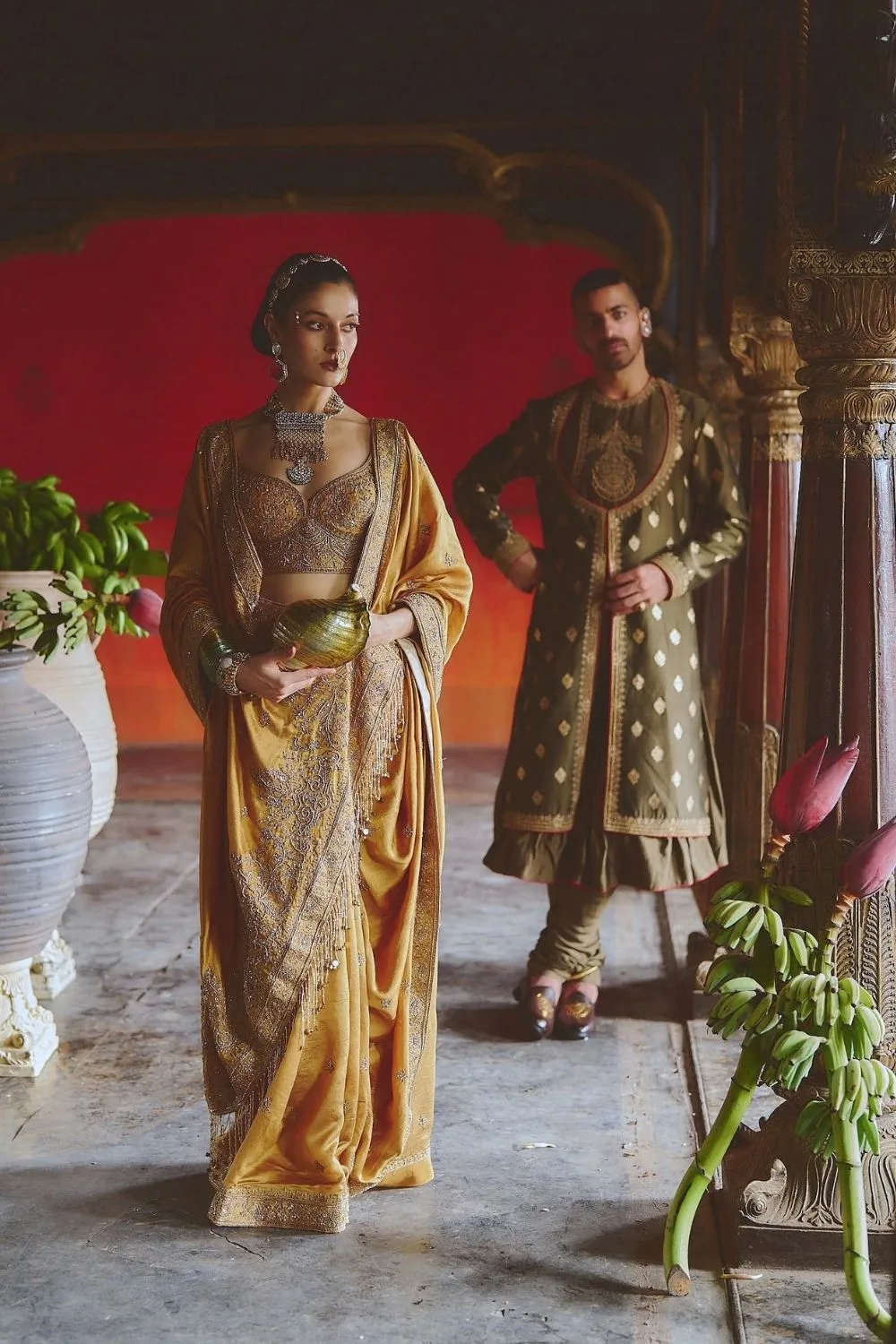 Navnita Silk Saree by Jigar Mali in mustard, view 2