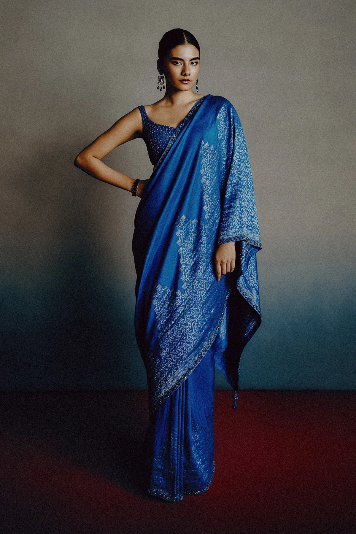 Azure-Teal Heritage Saree by Dolly J