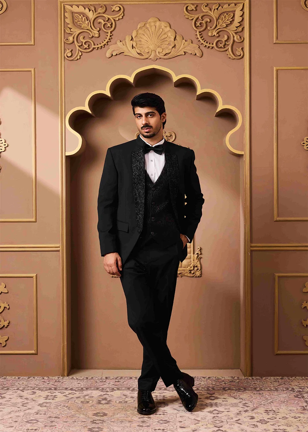Black Tuxedo Vest Pant by Nitika Gujral