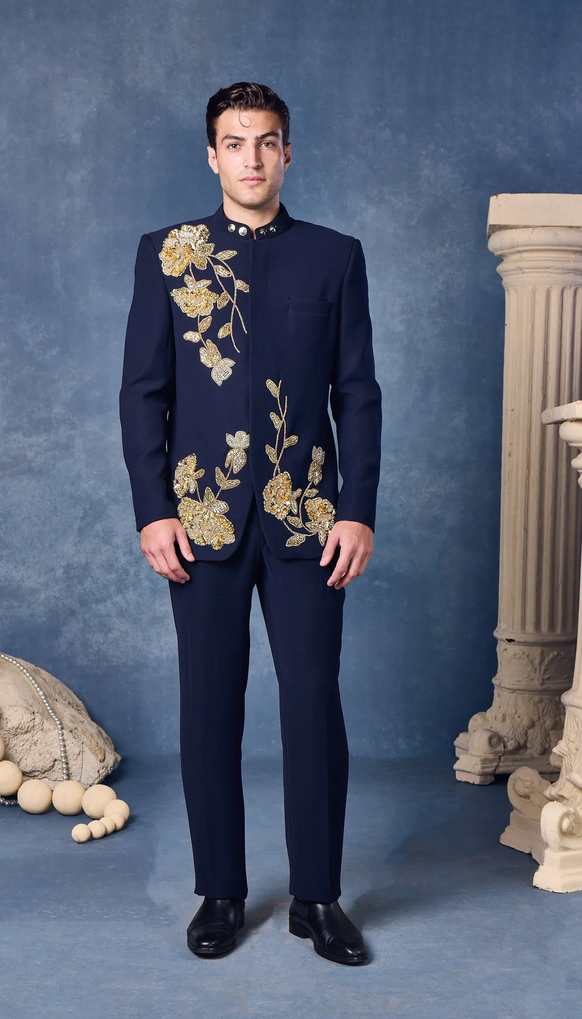 Midnight Bloom - Bandhgala by Papa Don't Preach in gold