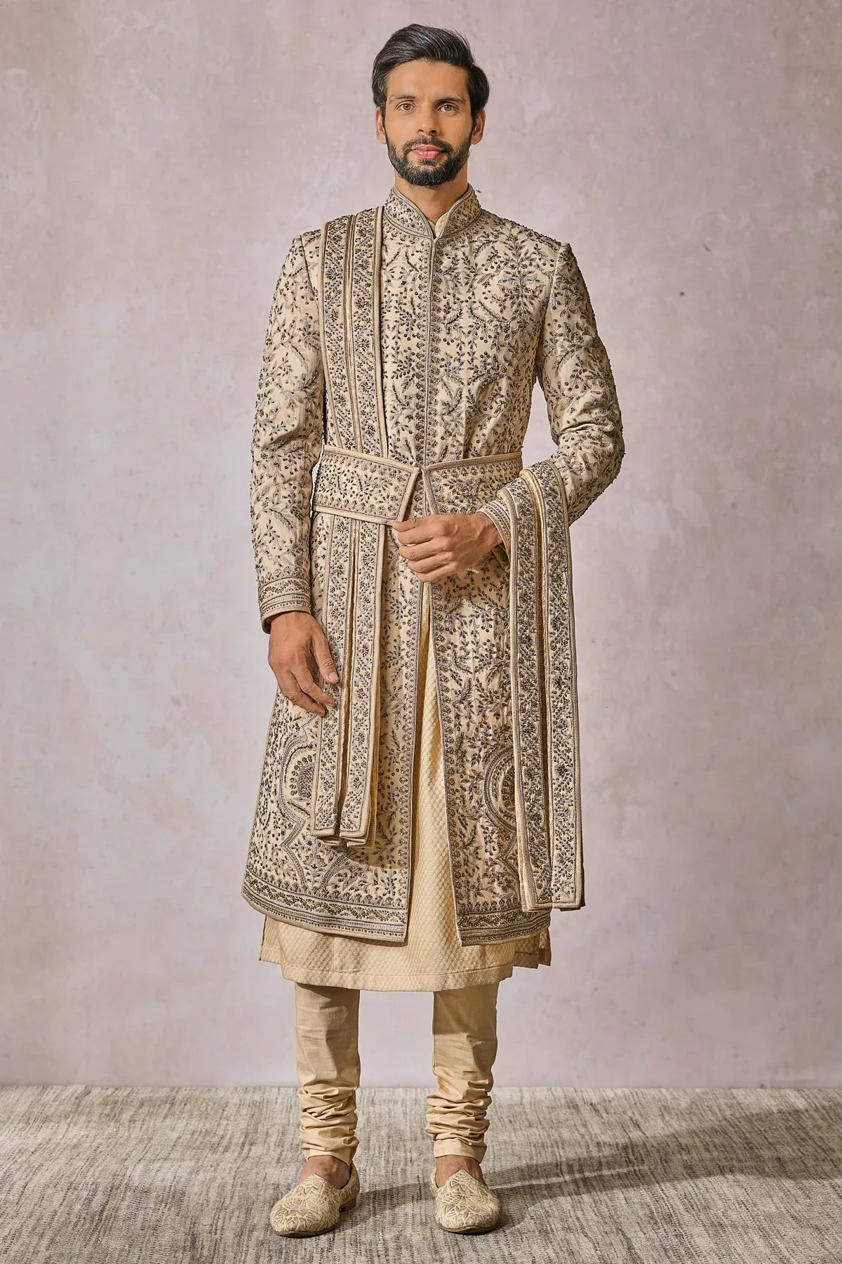 SOL Sherwani Kurta Churidar Stole Kamarbandh Safa Jutti Fabric by Tarun Tahiliani