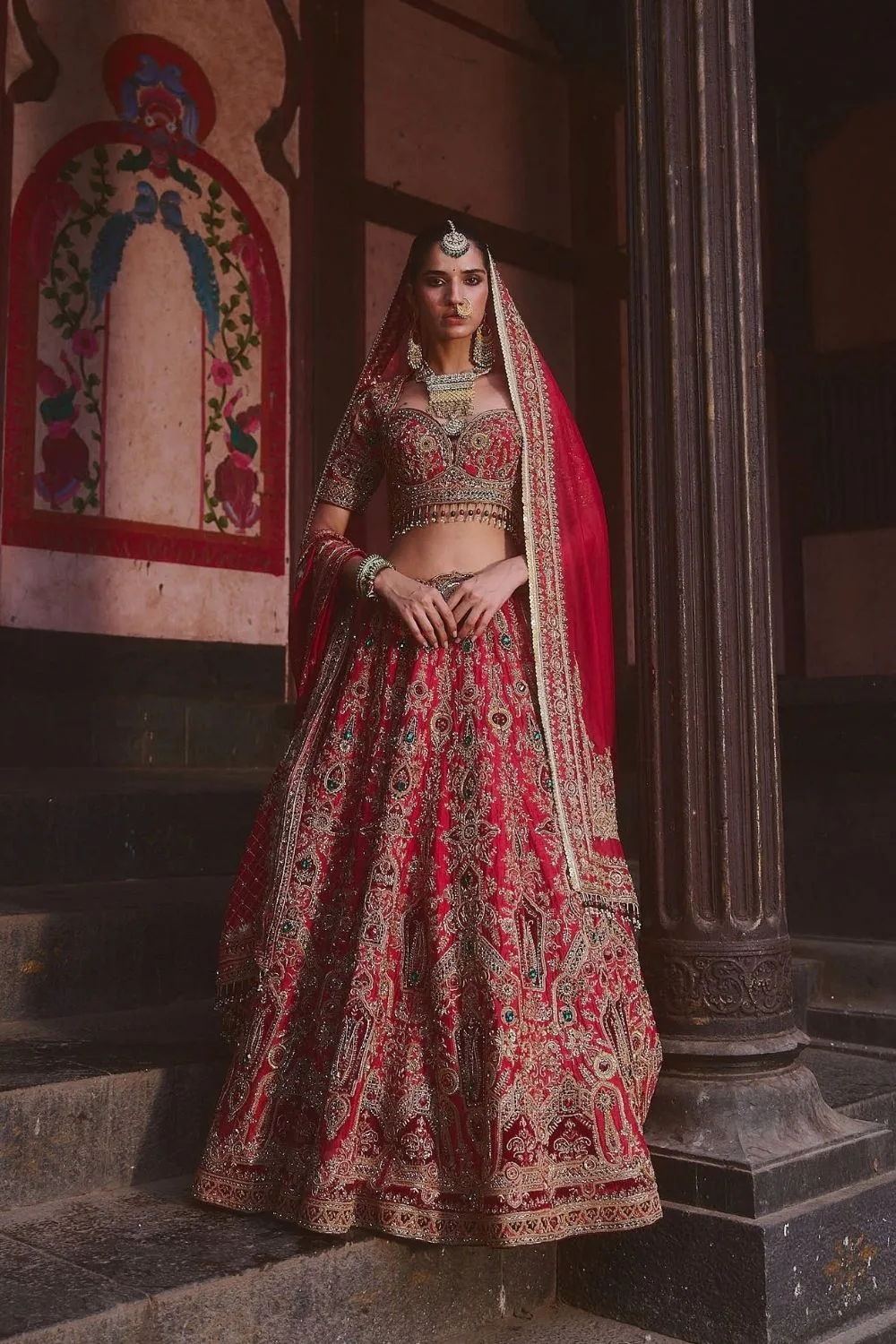 Navami Lehenga Set by Jigar Mali in red