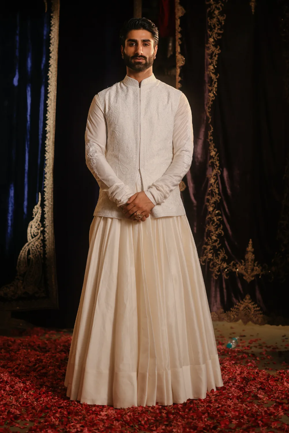 Kamal Jacket Set by Jigar Mali in ivory