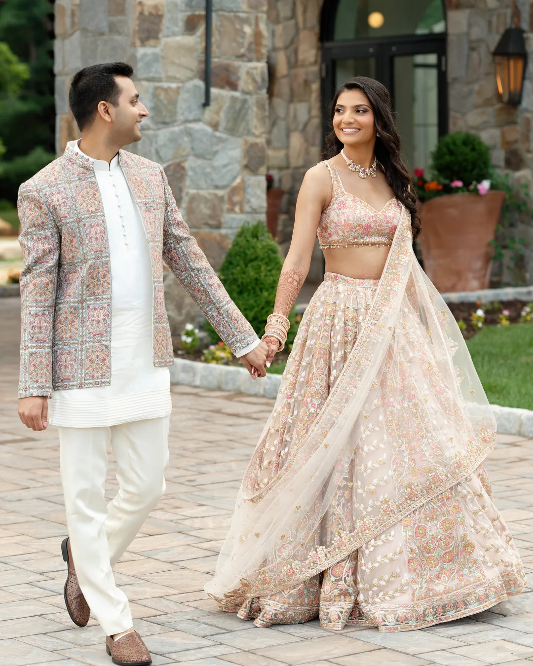 Priyal Soni In Our Peach Net Lehenga by Tamanna Punjabi Kapoor, view 2