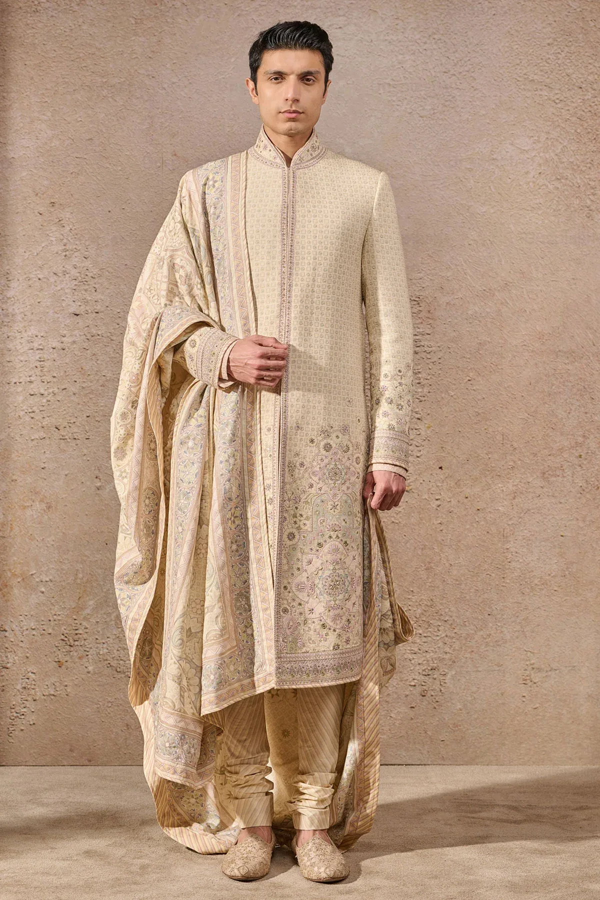 Languid Summer Multicolour Printed Sherwani by Tarun Tahiliani
