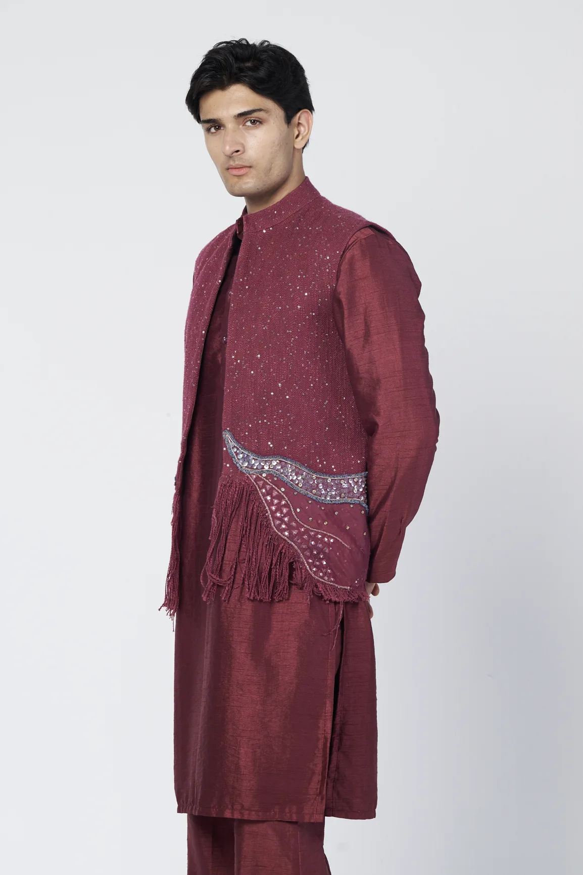 Grape Spark Men's Kurta by Rishi and Vibhuti, view 3