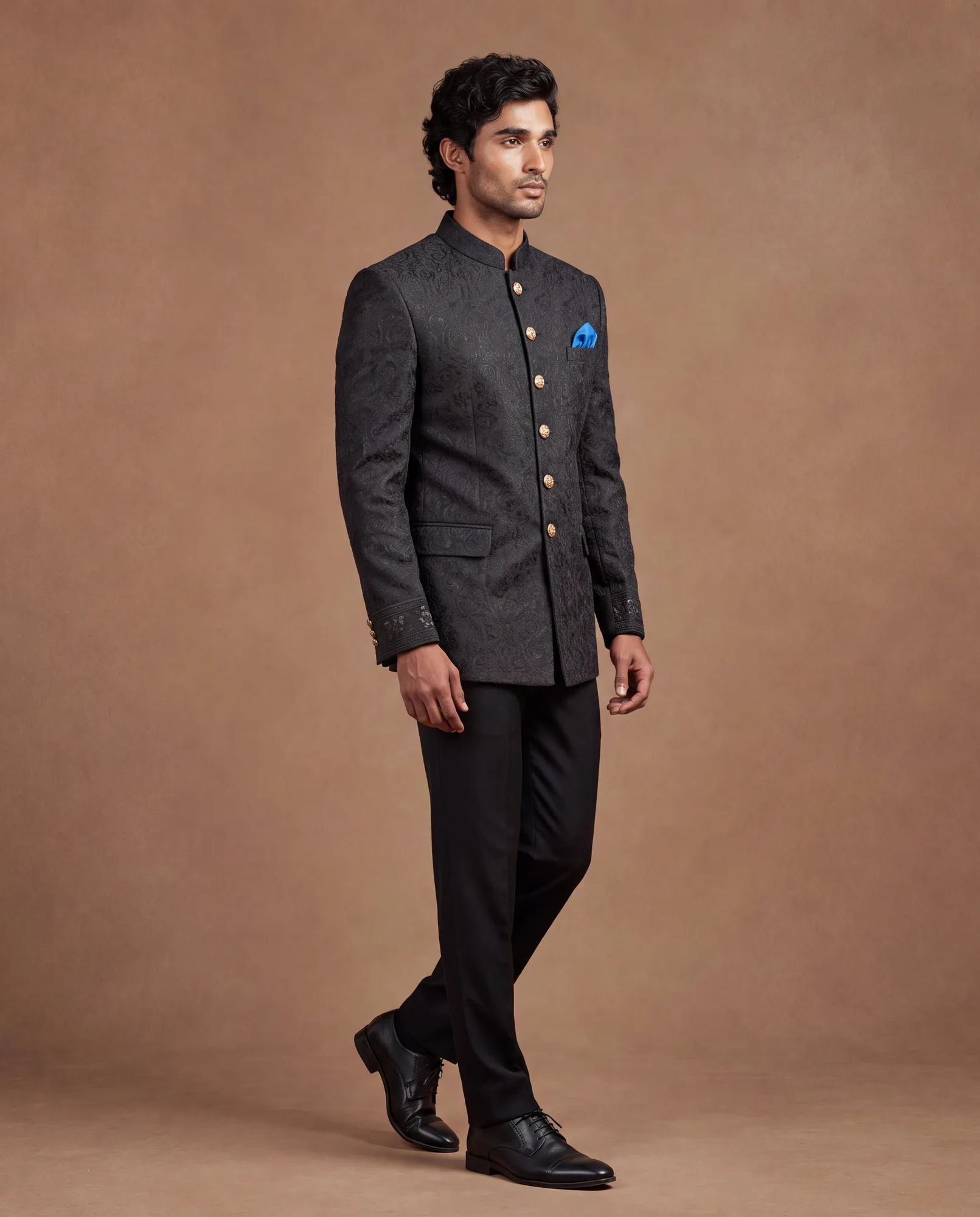 Vicereine Bandhgala Set by Dolly J in navy, view 3
