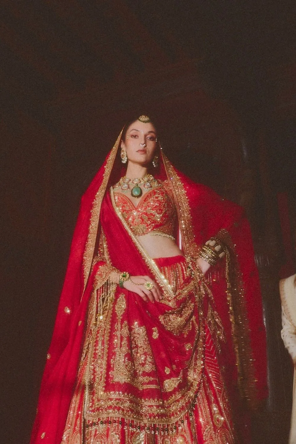 Swarna Lehenga Set by Jigar Mali in red
