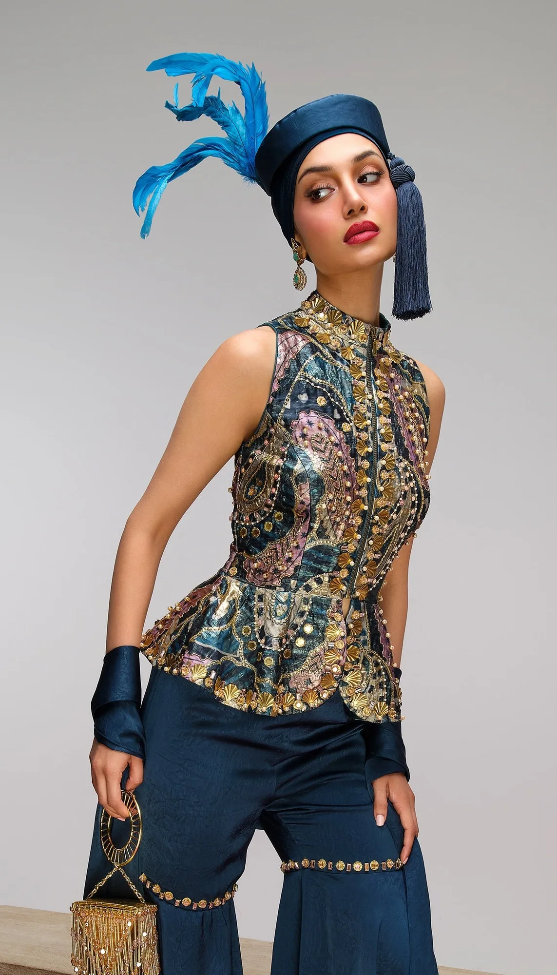 Petrol Blue Pop Paisley Peplum by Papa Don't Preach