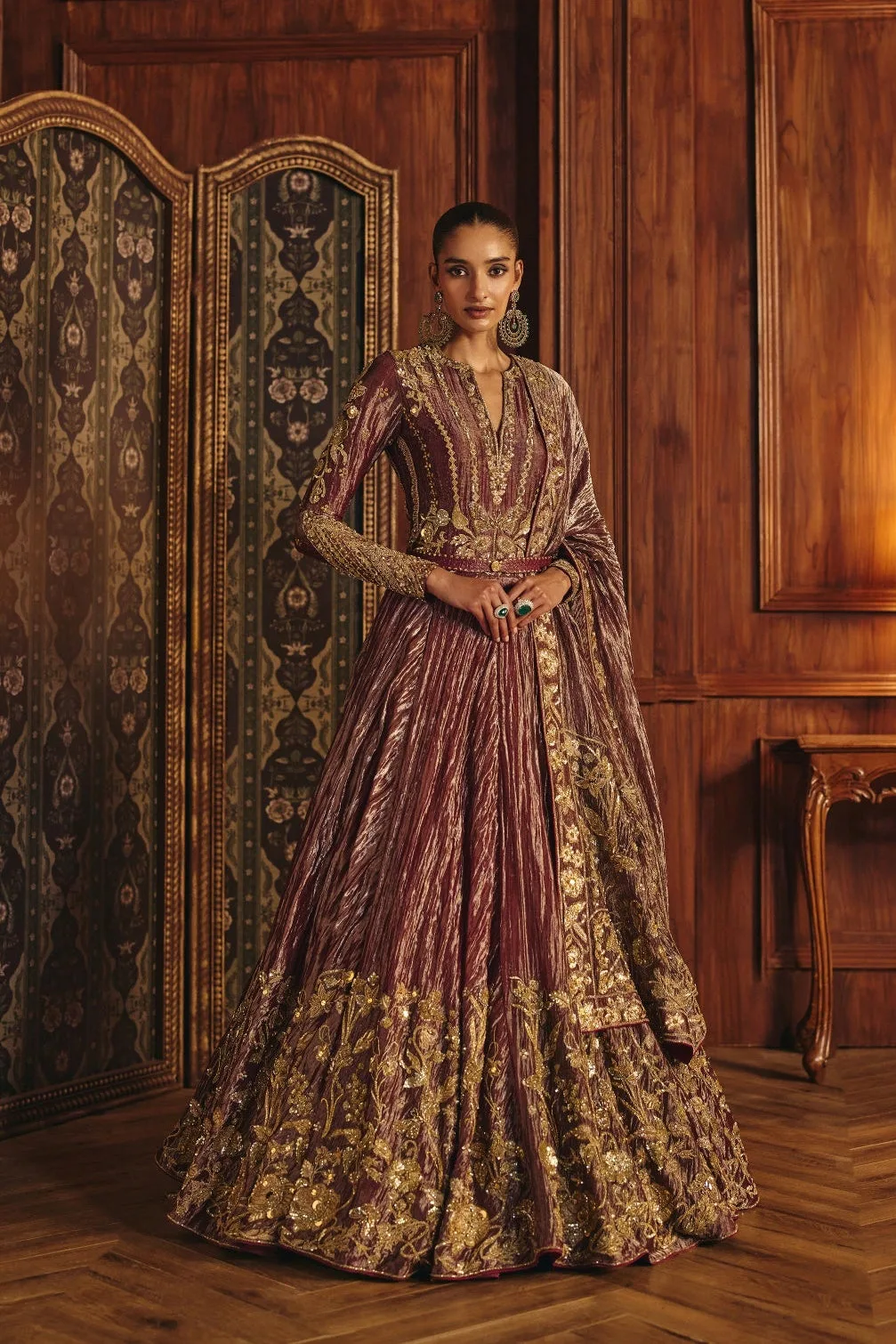 Madhubala by Mahima Mahajan, red anarkali, view 2