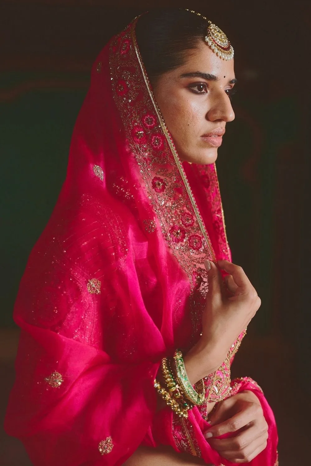 Aruna Lehenga Set by Jigar Mali in pink, view 4
