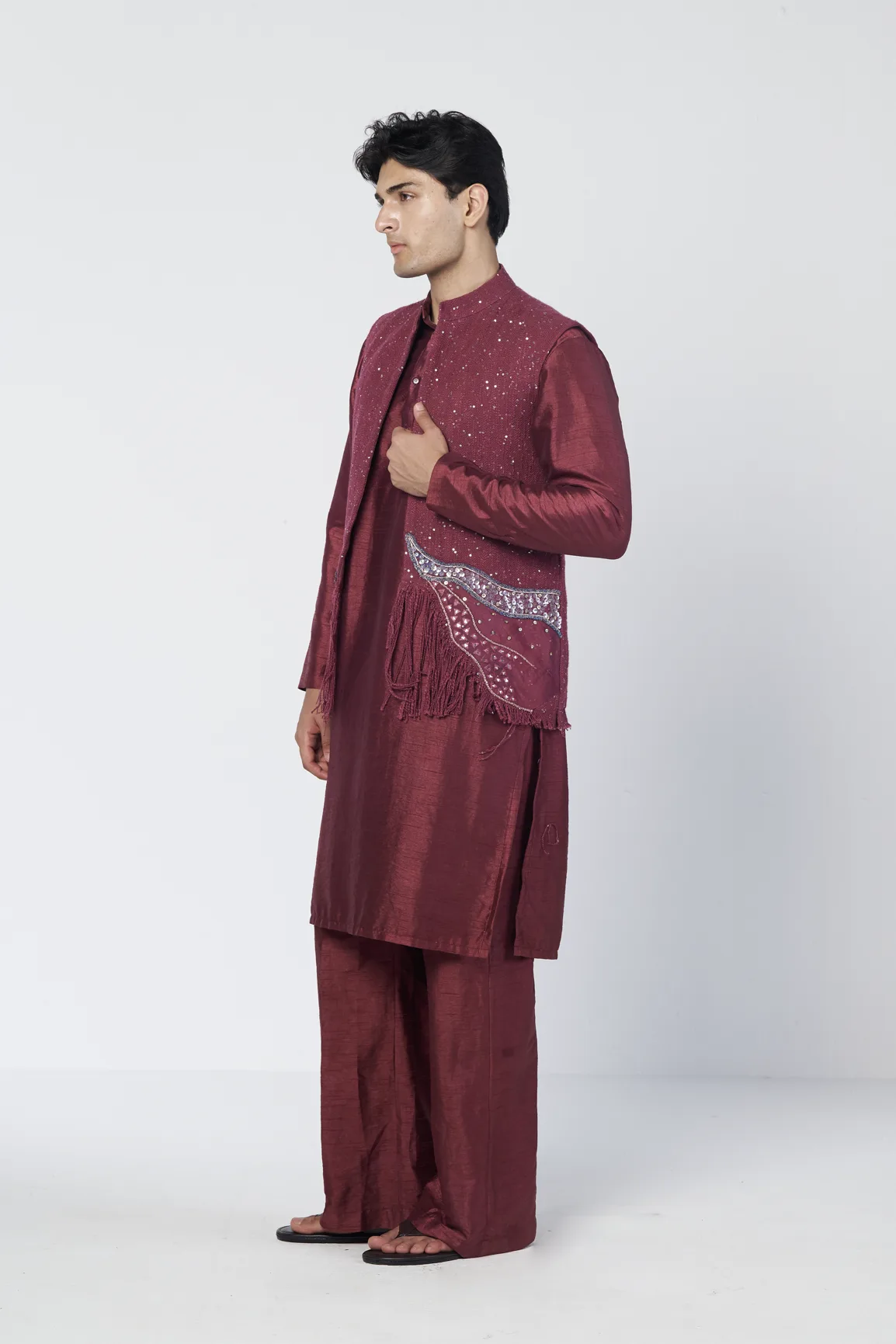 Grape Spark Men's Kurta by Rishi and Vibhuti, view 2