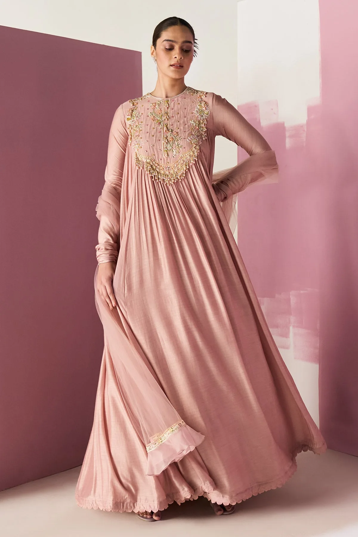 Jaajim by Ridhi Mehra, pink anarkali