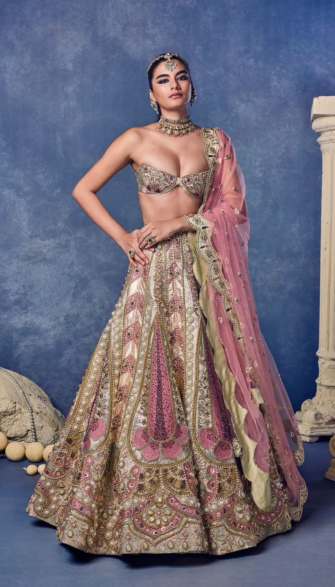 Madonna In Bloom - Full Lehenga Set by Papa Don't Preach, view 3