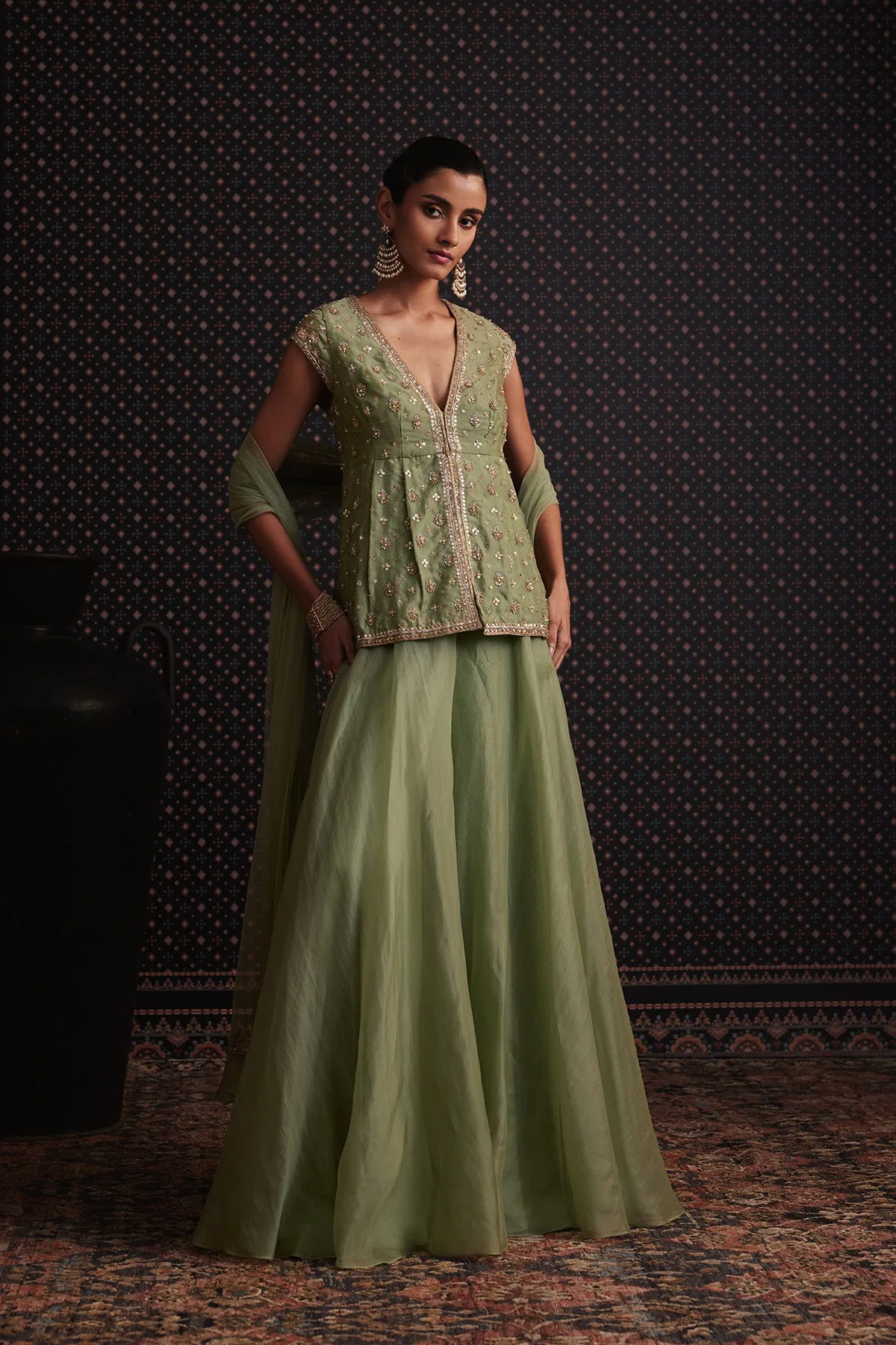 Maribel Peplum Set by Ridhi Mehra, sharara