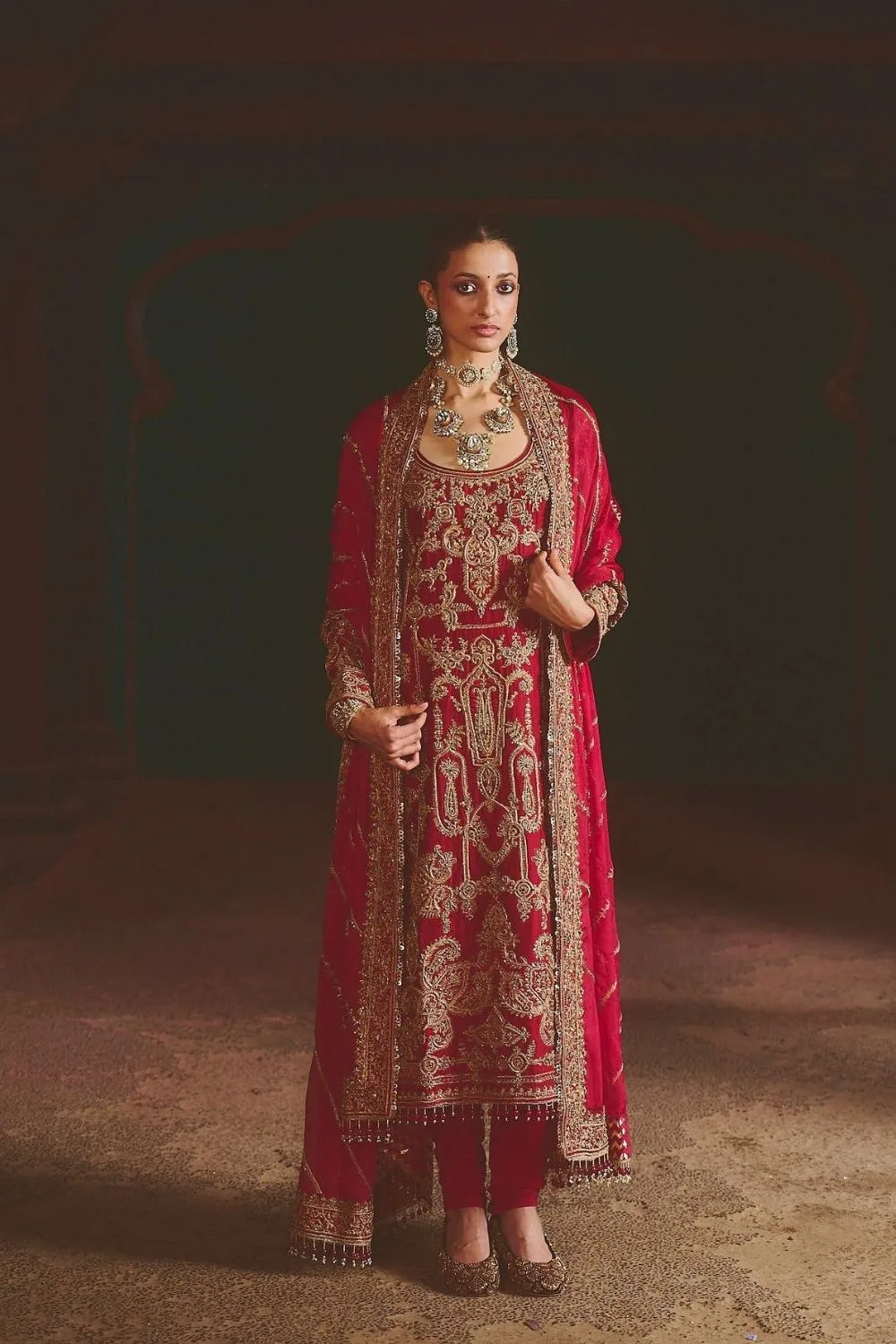 Sindoori Kurta Set by Jigar Mali in maroon