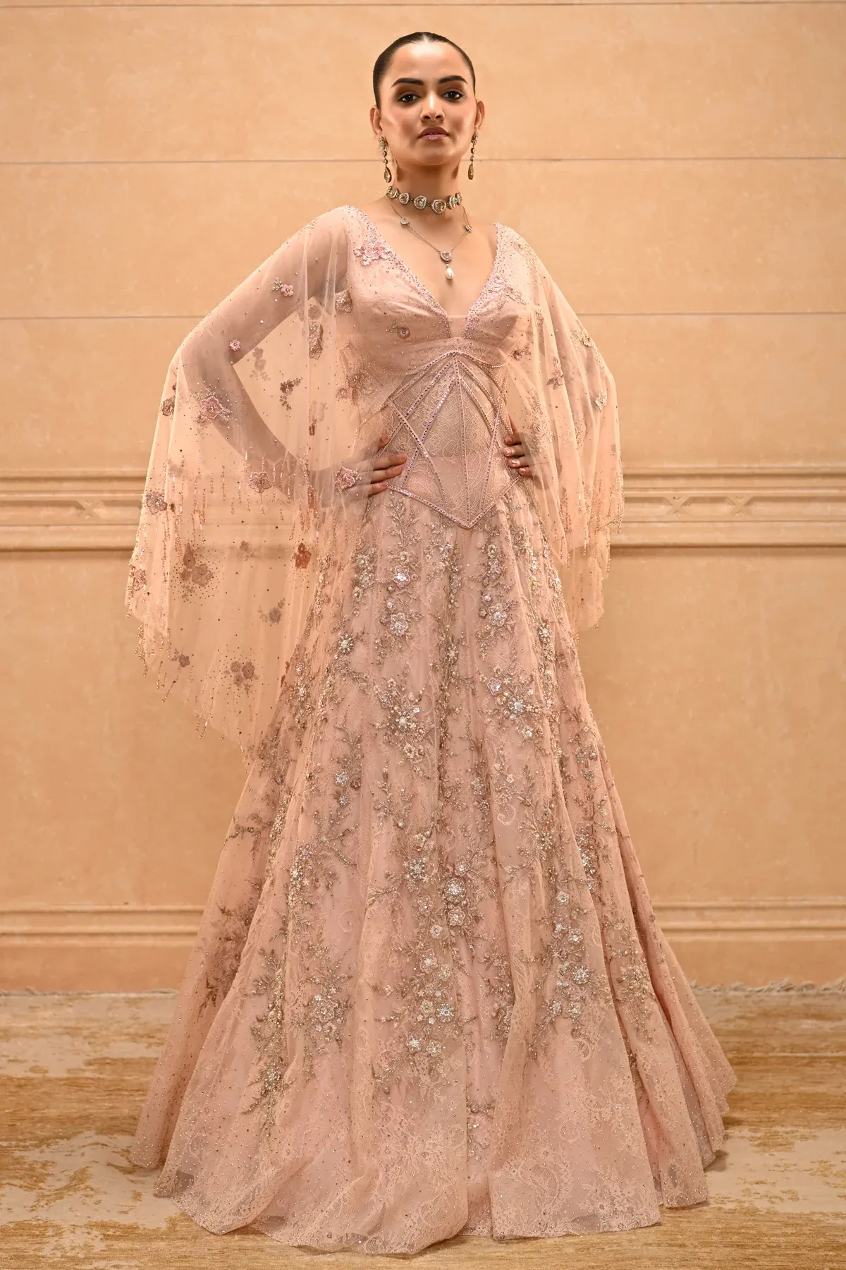 Floral Corset Lehenga Set by Tarun Tahiliani
