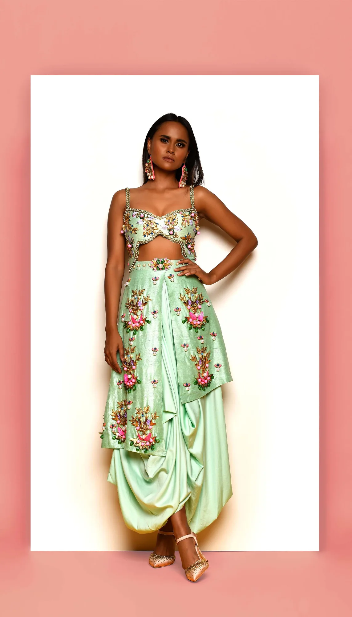 Buggered - Mint Embellished Dhoti Jumpsuit by Papa Don't Preach