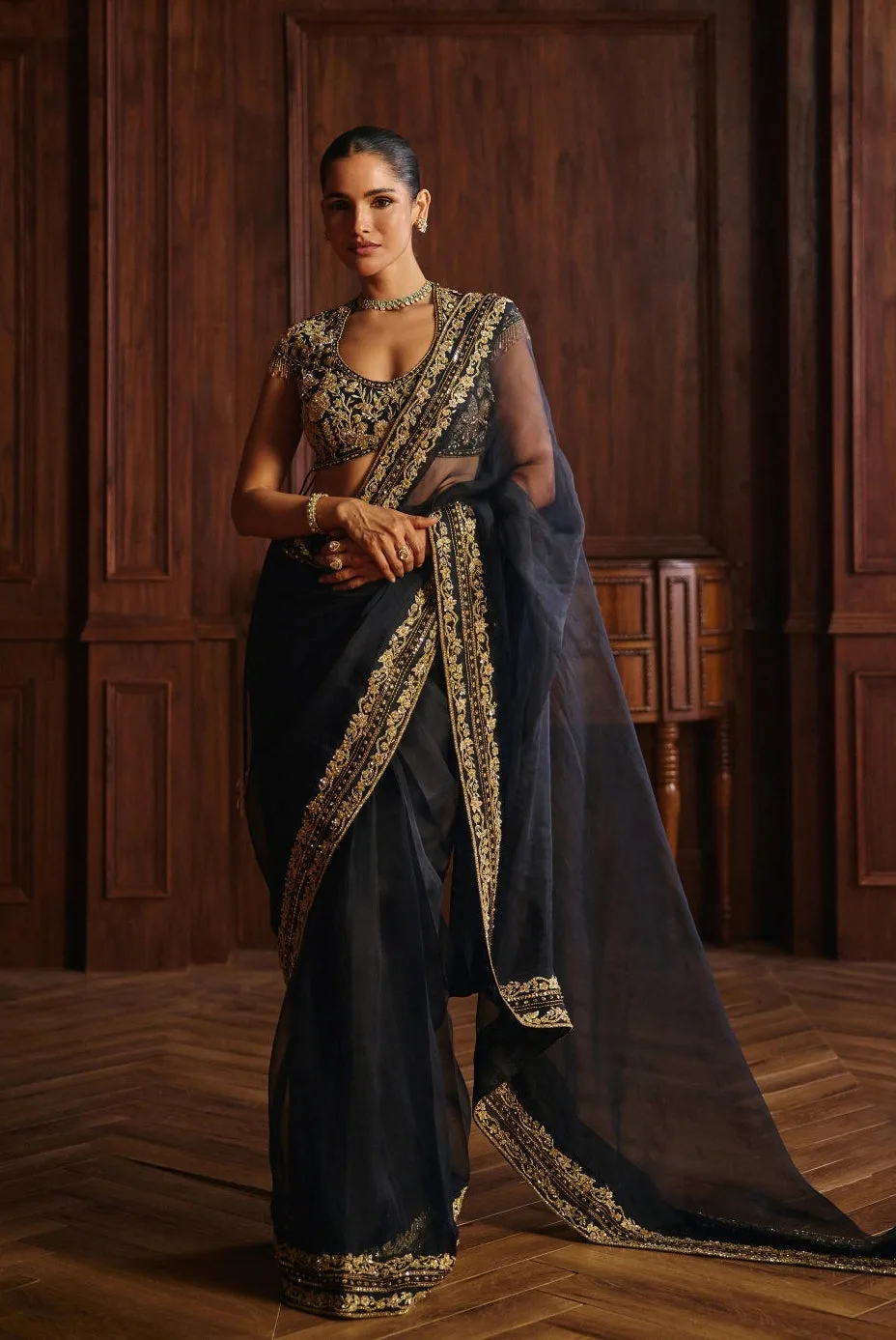 Khwab by Mahima Mahajan, black sari
