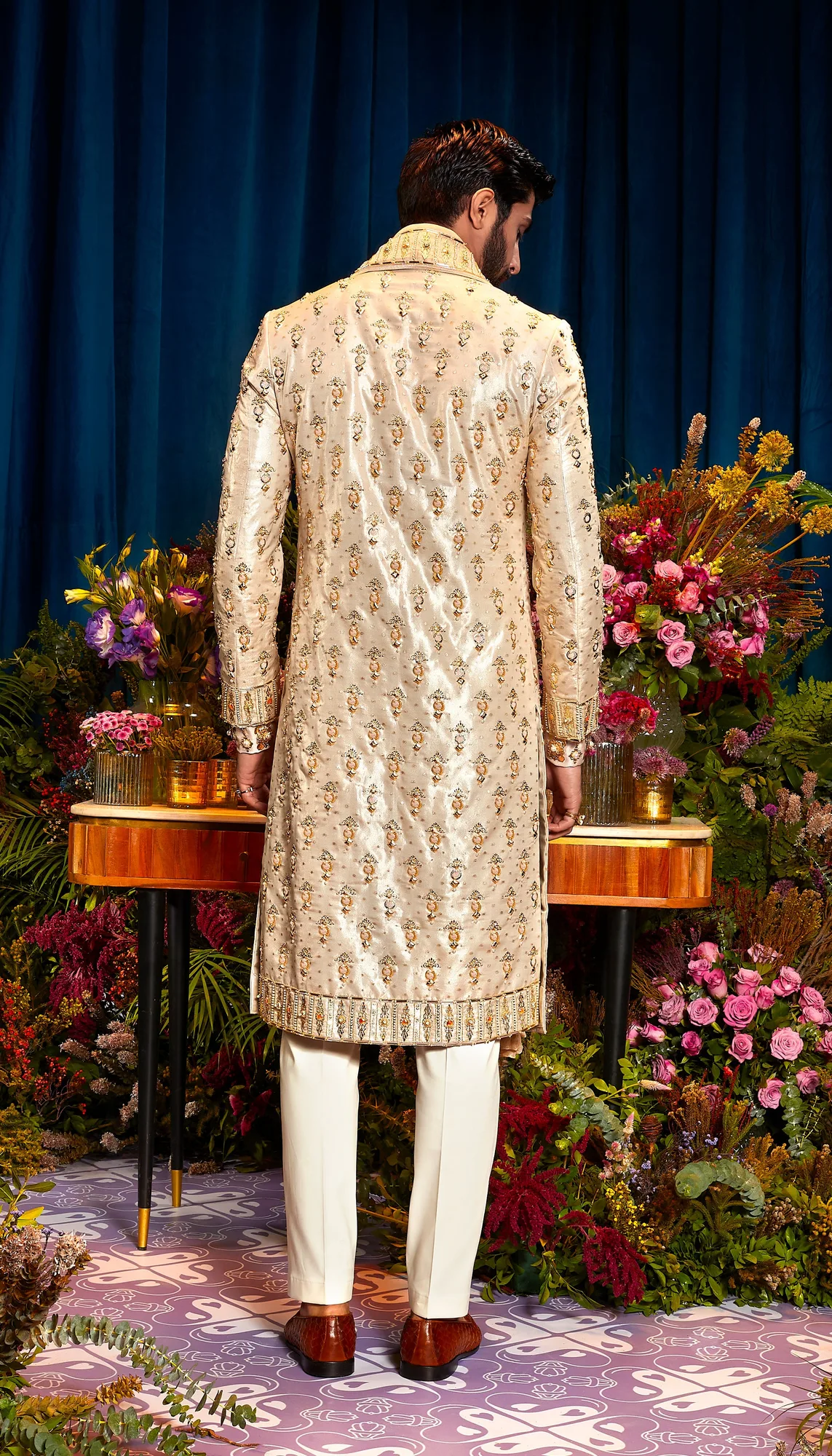 Adrian - Gold Sherwani Set by Papa Don't Preach, view 2